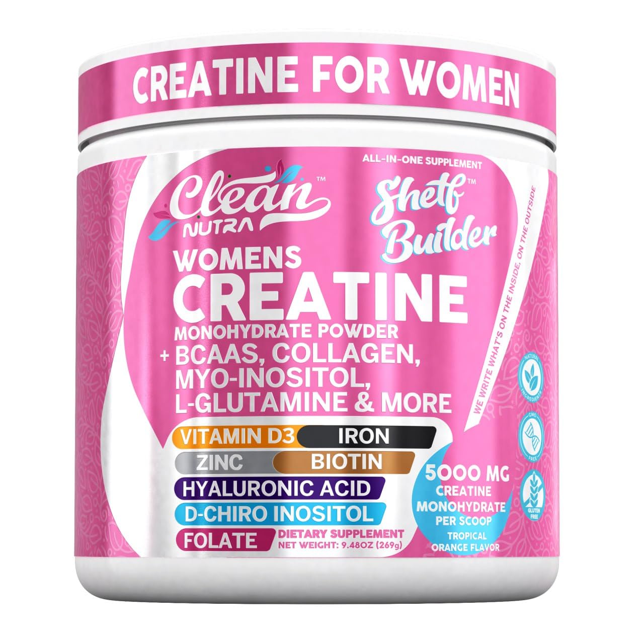 Clean Nutraceuticals frente del envase mostrando etiqueta clara y beneficios
