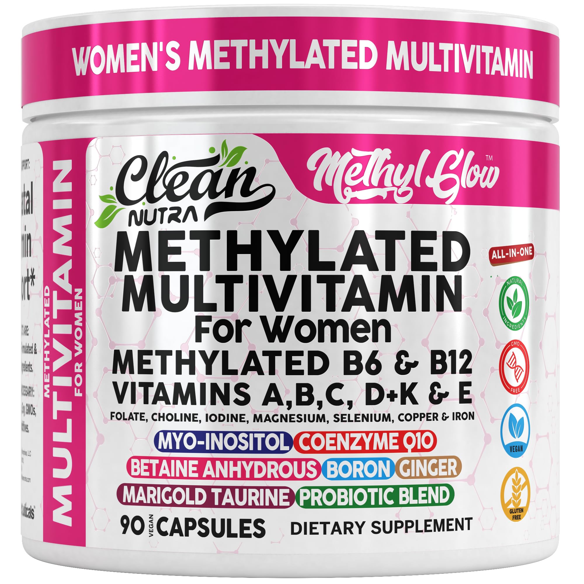 Clean Nutraceuticals envase frontal mostrando 90 cápsulas y beneficios