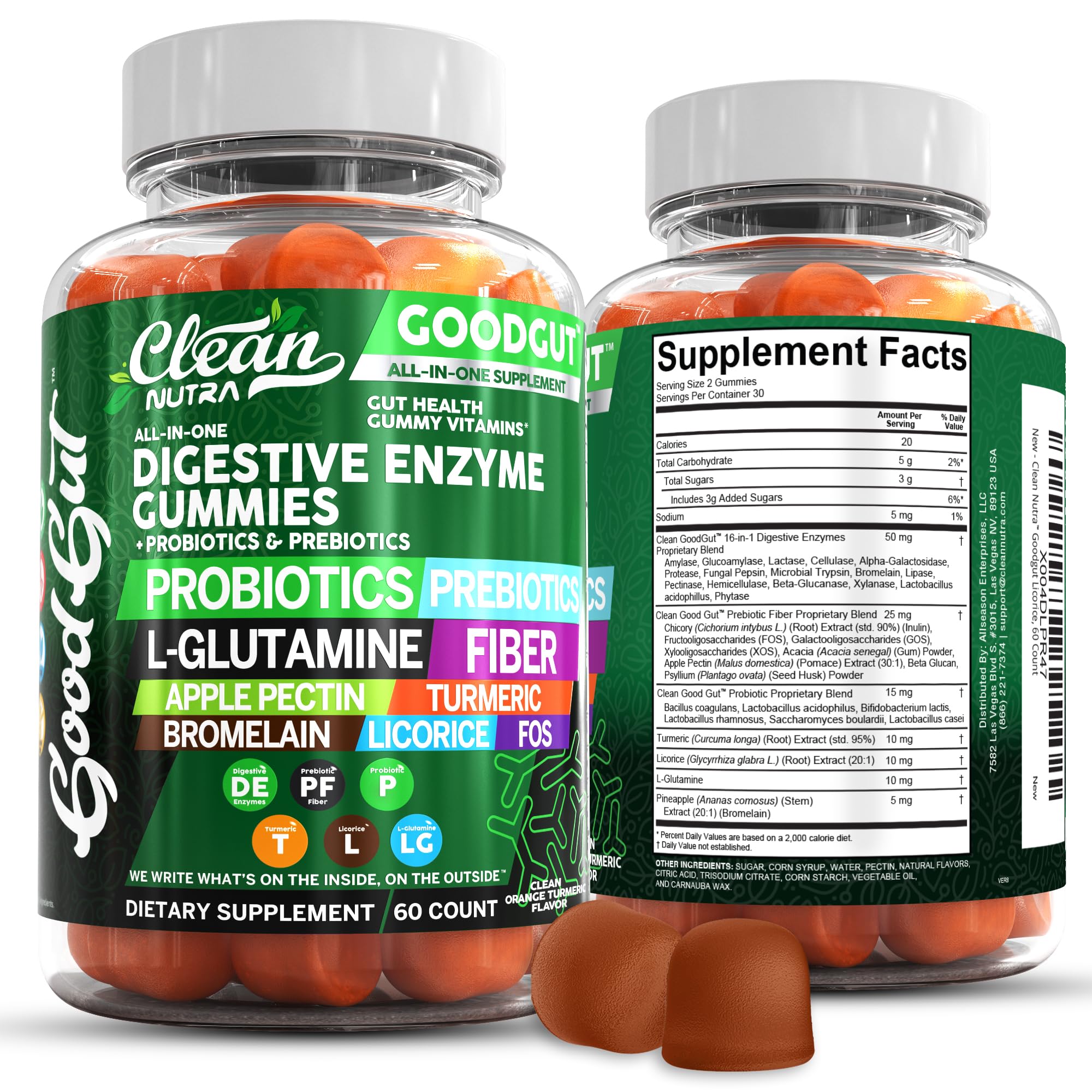 Clean Nutraceuticals frontal del envase mostrando etiquetas claras y beneficios