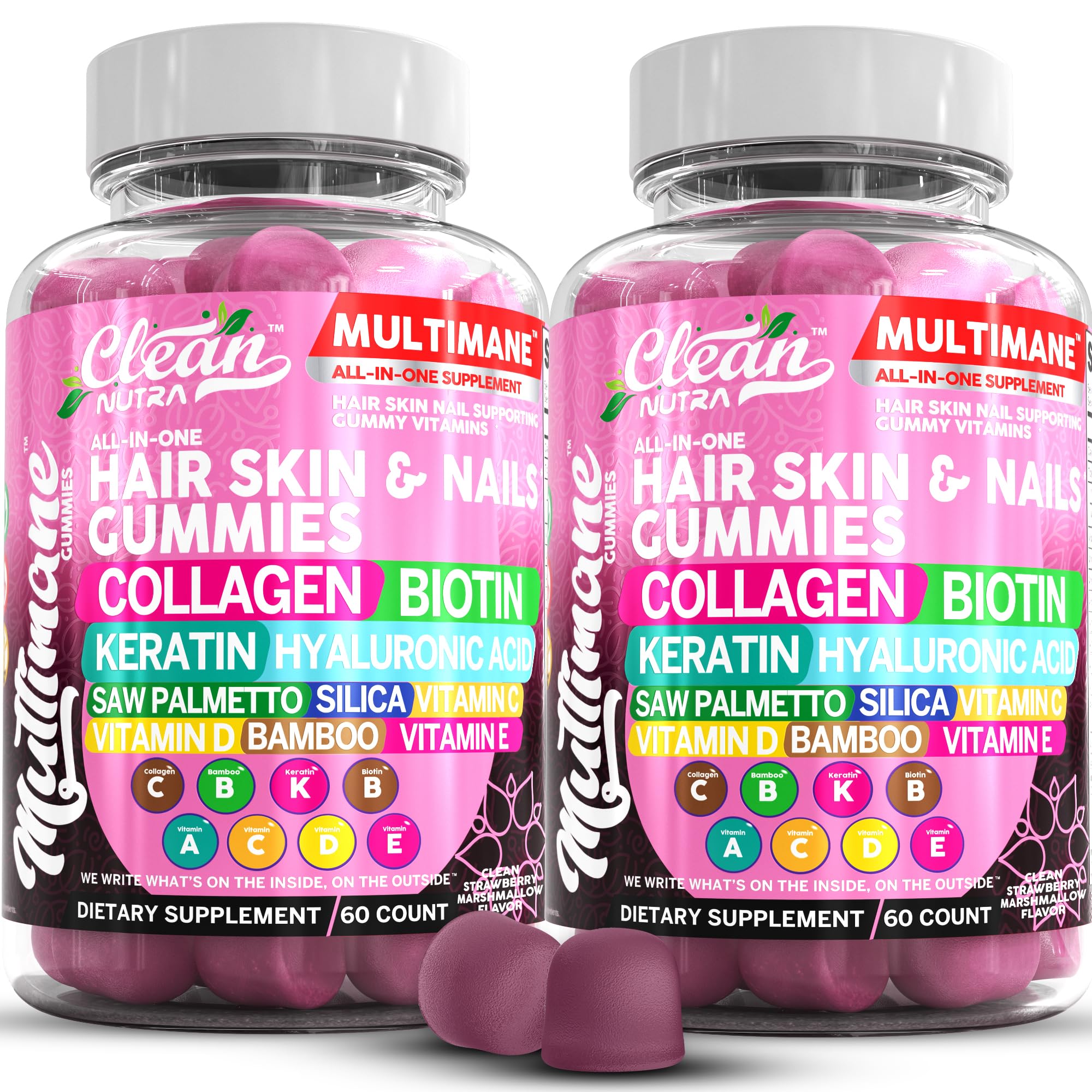 Clean Nutraceuticals envase frontal mostrando gominolas y beneficios