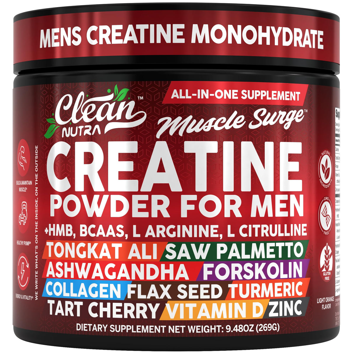 Clean Nutraceuticals envase frontal mostrando marca y beneficio de fuerza
