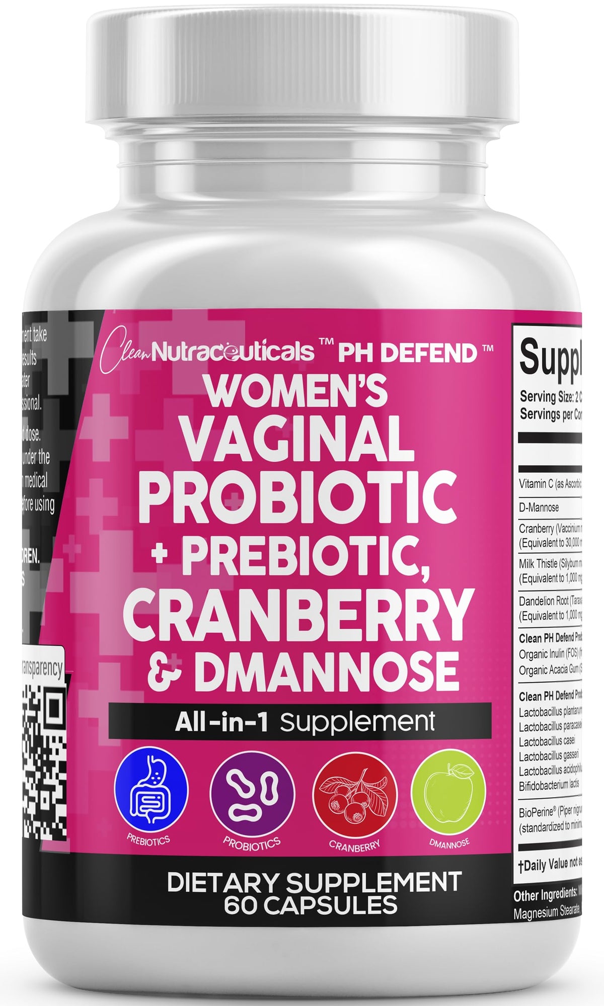 Clean Nutraceuticals envase frontal limpio y claro mostrando 60 cápsulas