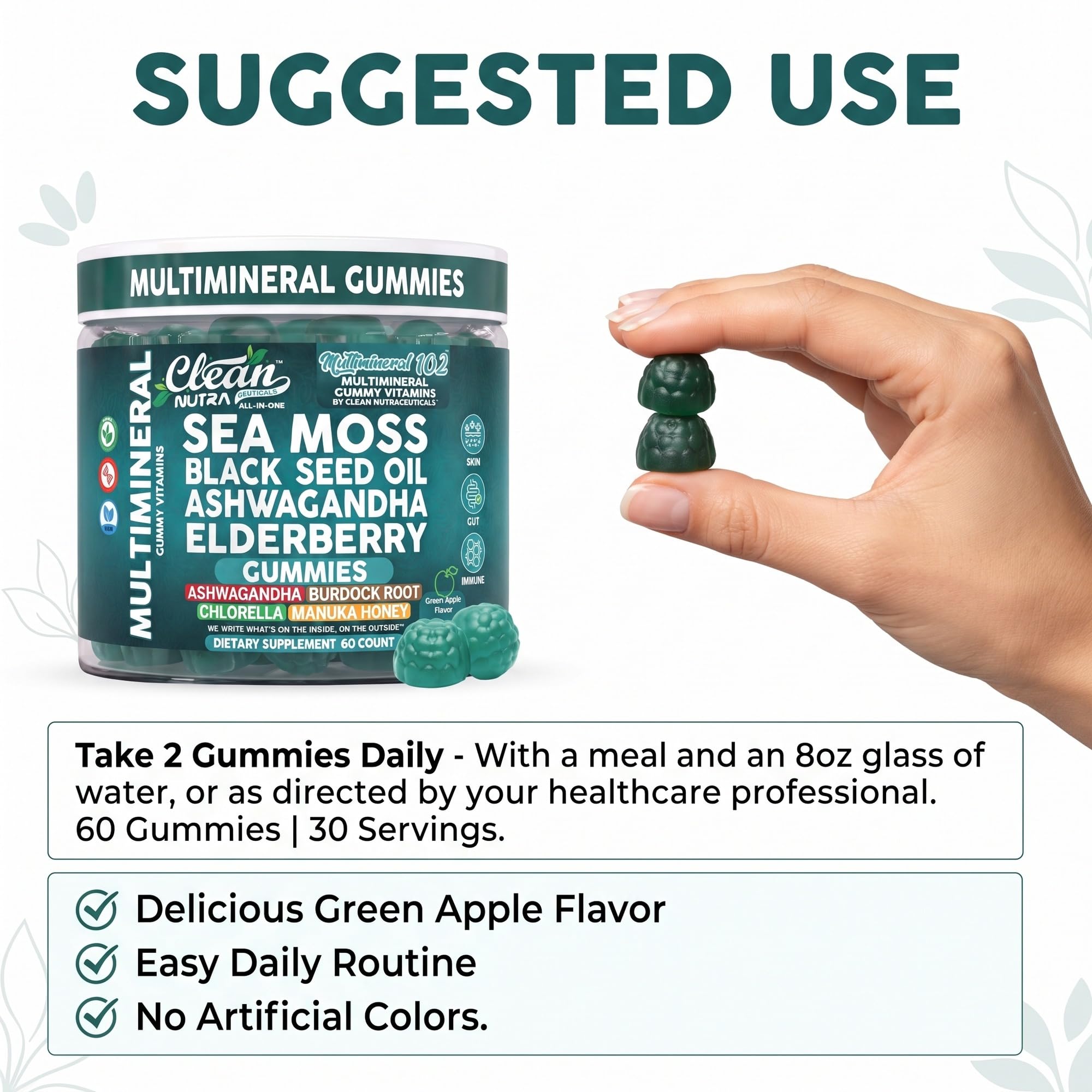 Gominolas dispuestas en placa moderna, presentación atractiva para toda la familia Clean Nutraceuticals