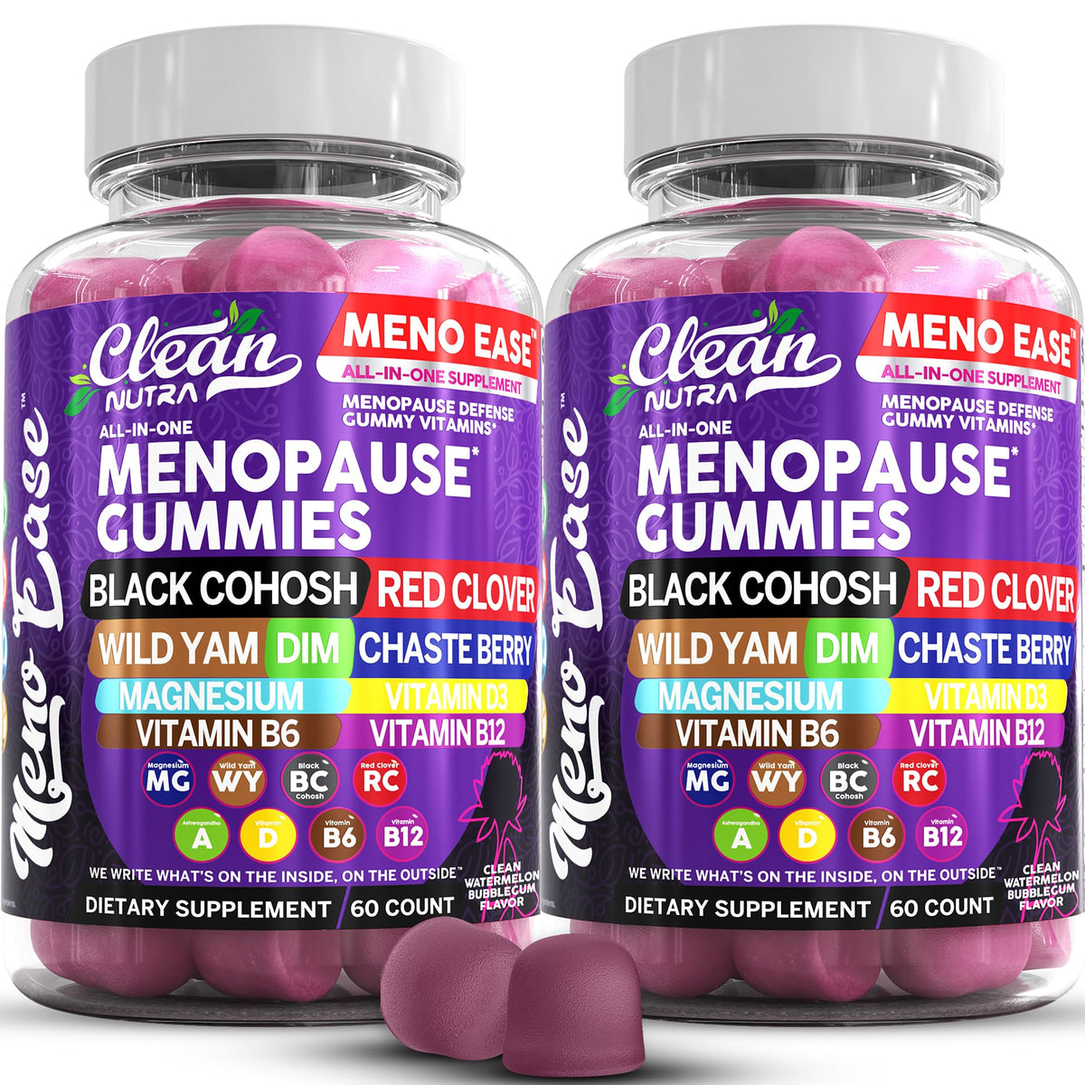 Clean Nutraceuticals frontal del empaque mostrando las gomitas y beneficios