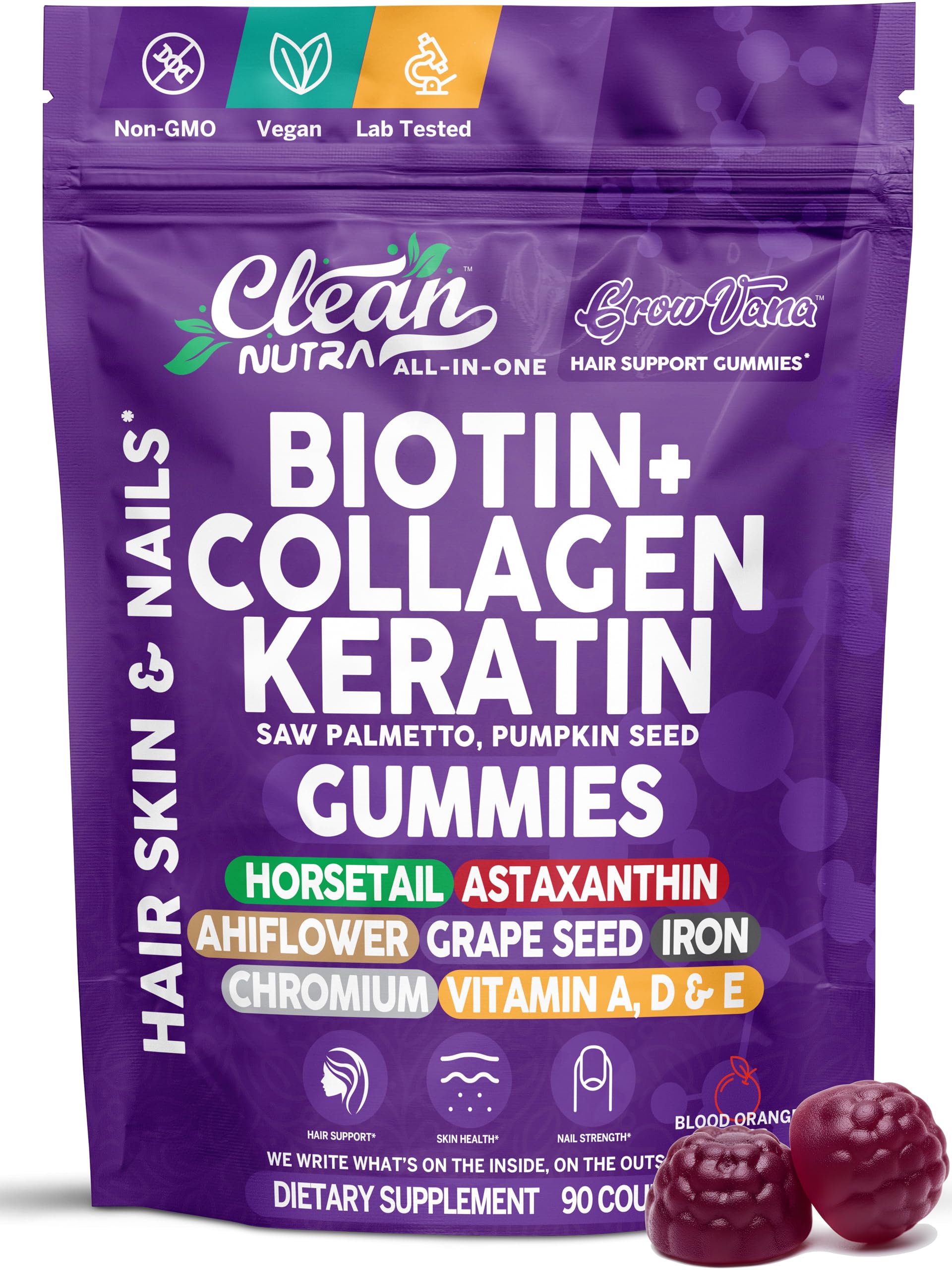 Clean Nutraceuticals frasco frontal GrowVana muestra información clara