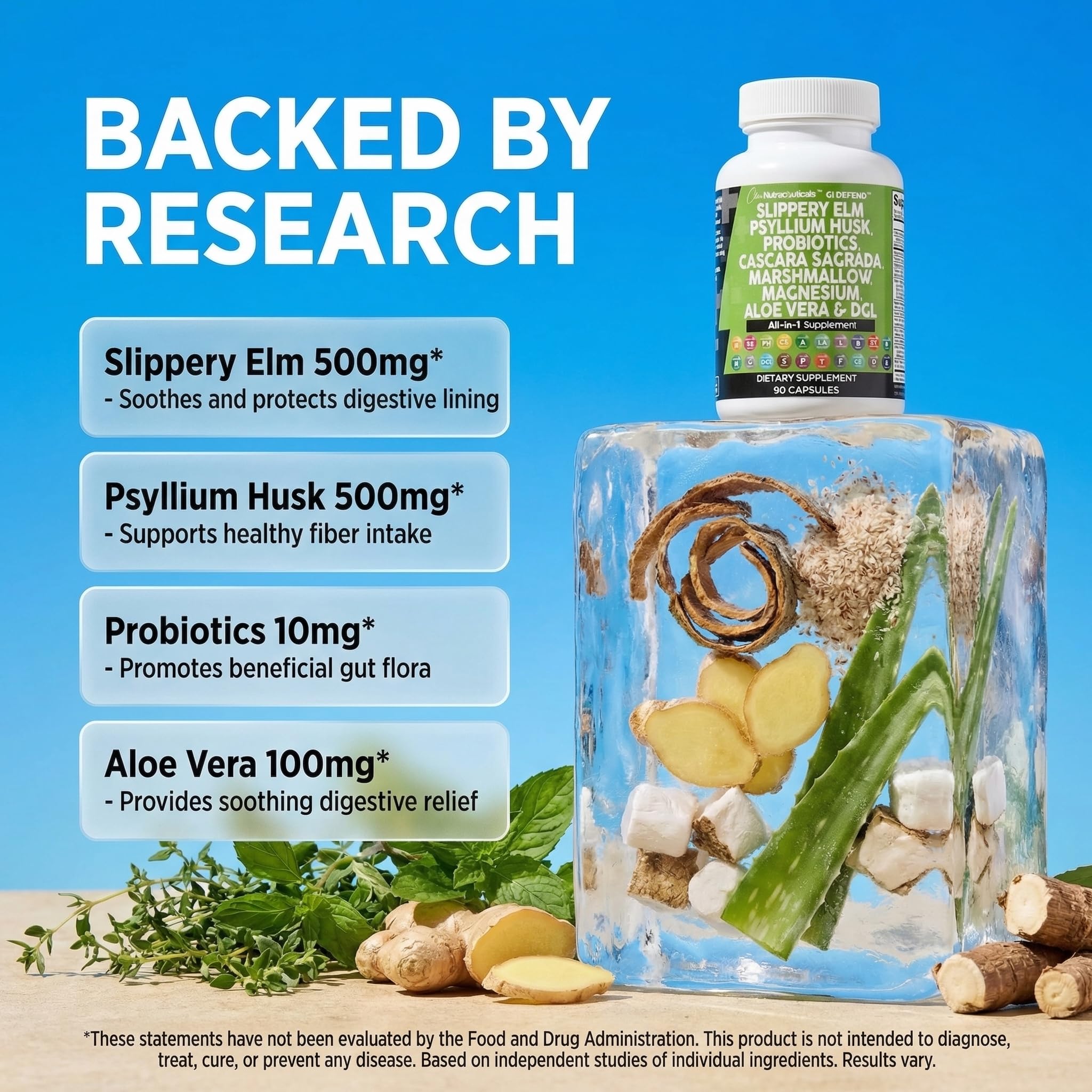 Clean Nutraceuticals ingredientes en mesa destacando probióticos y extractos herbales