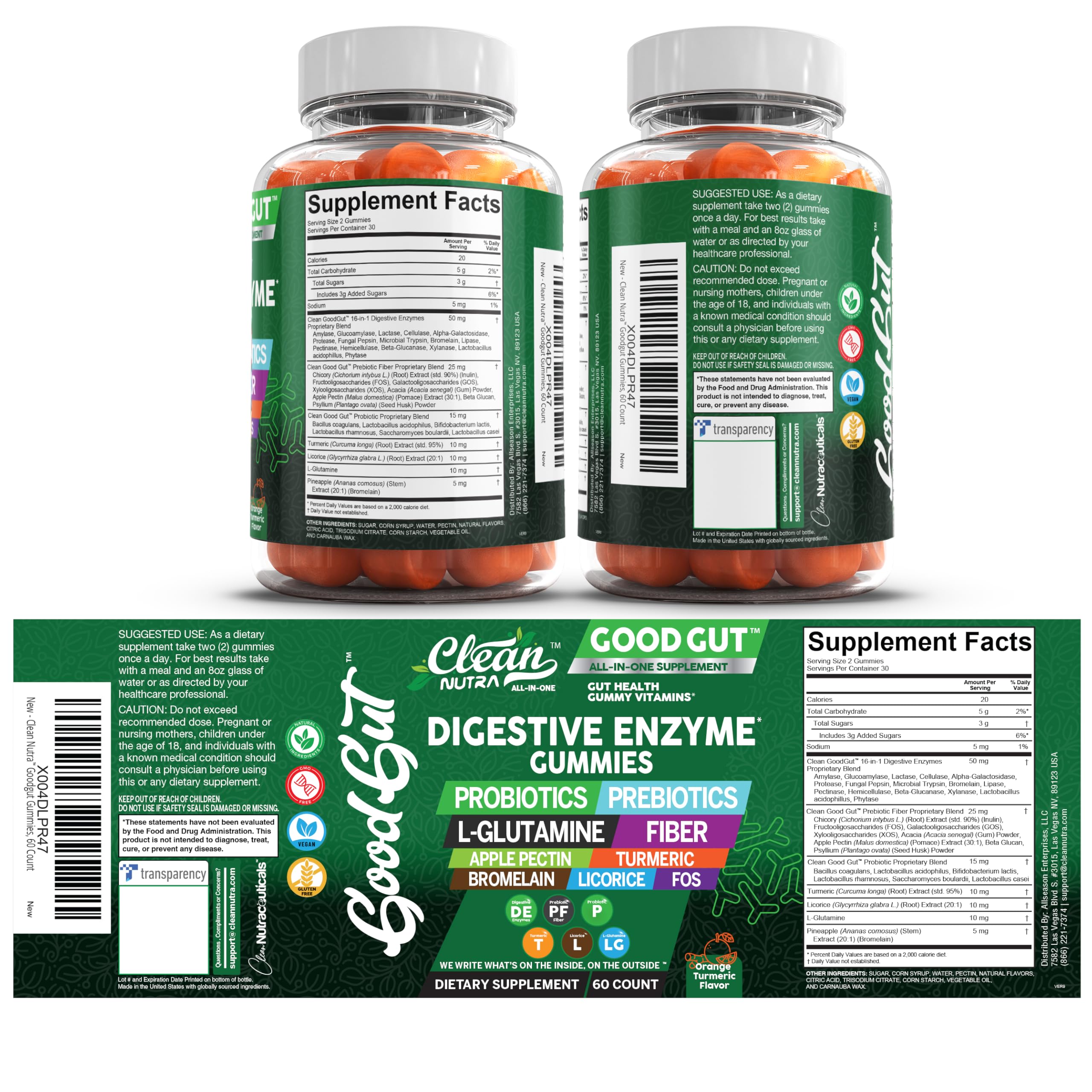 Clean Nutraceuticals información nutricional en zoom para verificar dosis y composición