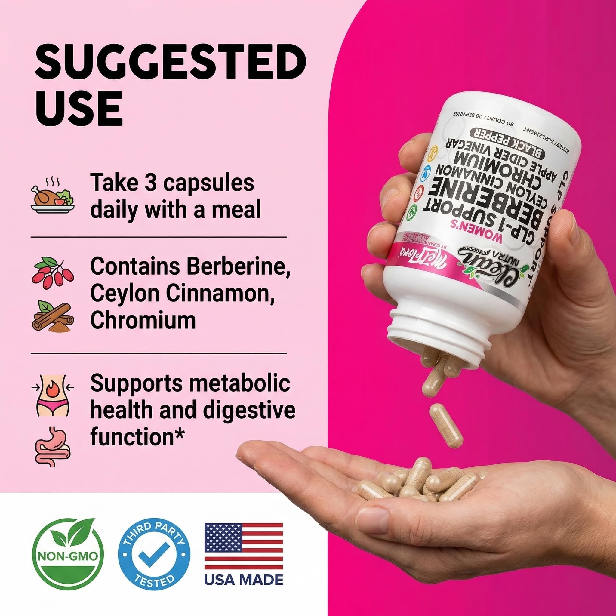 Clean Nutraceuticals canela, berberina y polvo de vinagre de manzana juntos