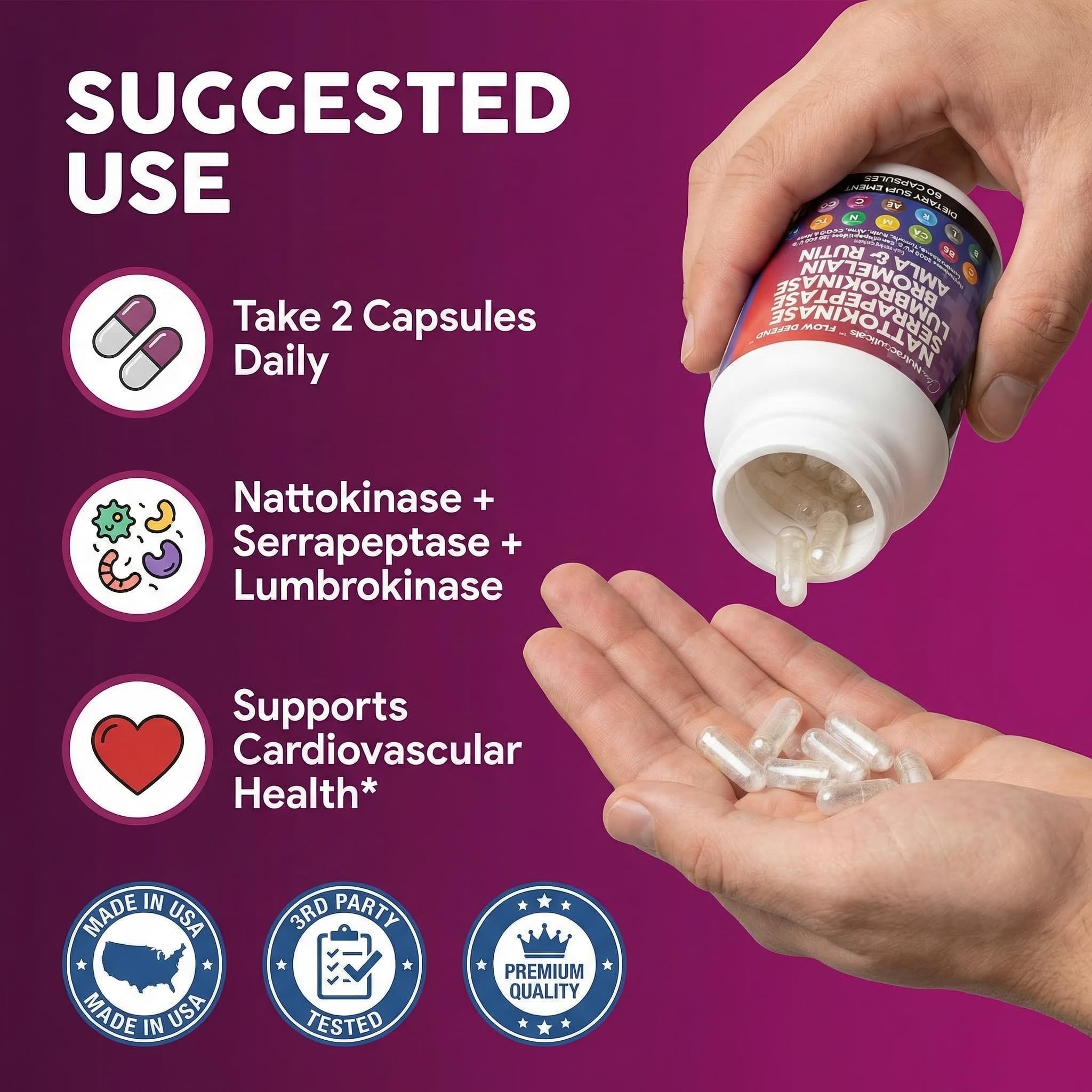 Clean Nutraceuticals selección de ingredientes como nattokinase y serrapeptase, enfoque en la fórmula