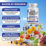 Clean Nutraceuticals ingredientes clave bilberry y luteína en fondo claro