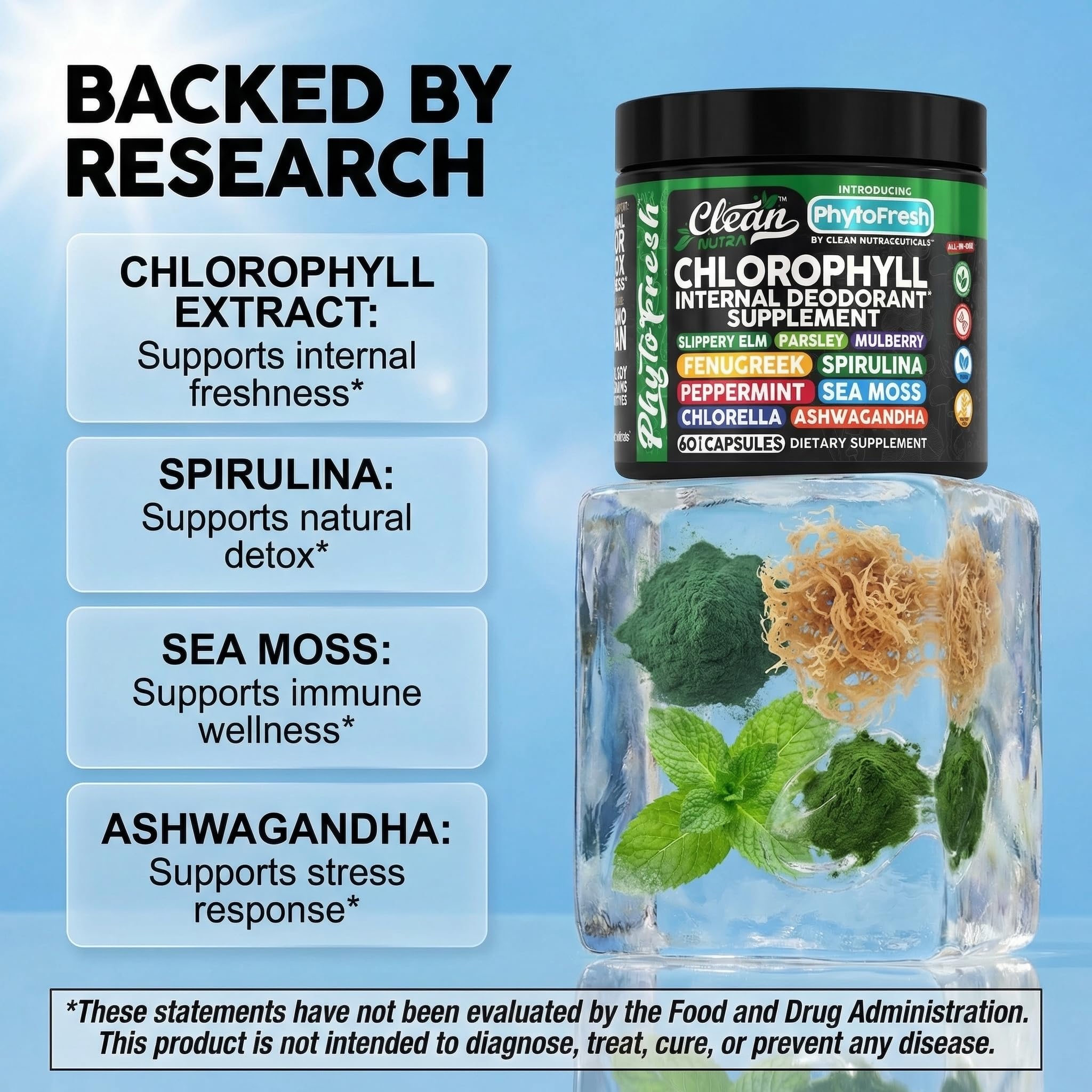 Clean Nutraceuticals mezcla de perejil, spirulina y chlorella fresca