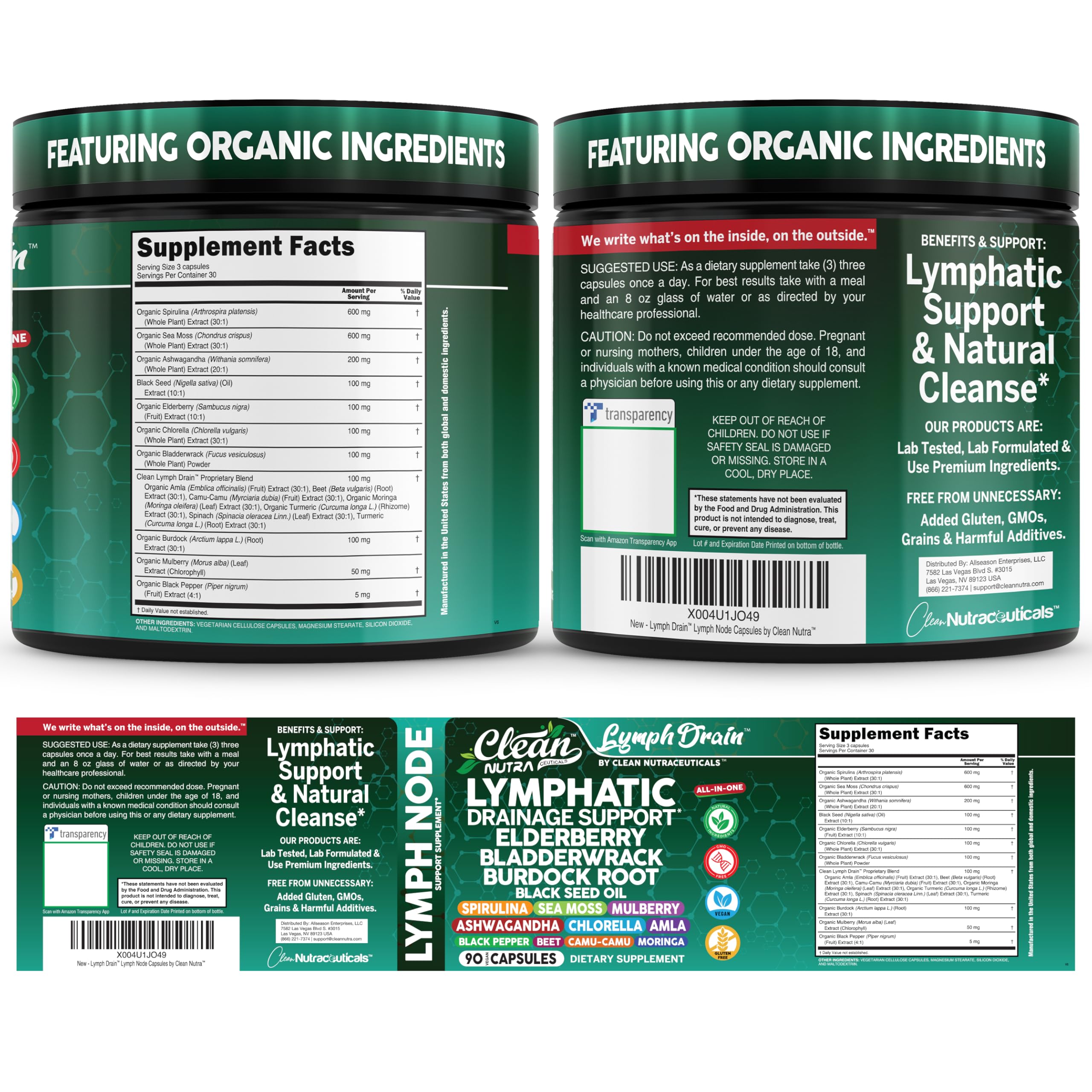 Clean Nutraceuticals disposición de ingredientes naturales que componen la fórmula