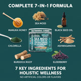 Ingredientes naturales: musgo irlandés y algas sobre fondo marino con marca Clean Nutraceuticals