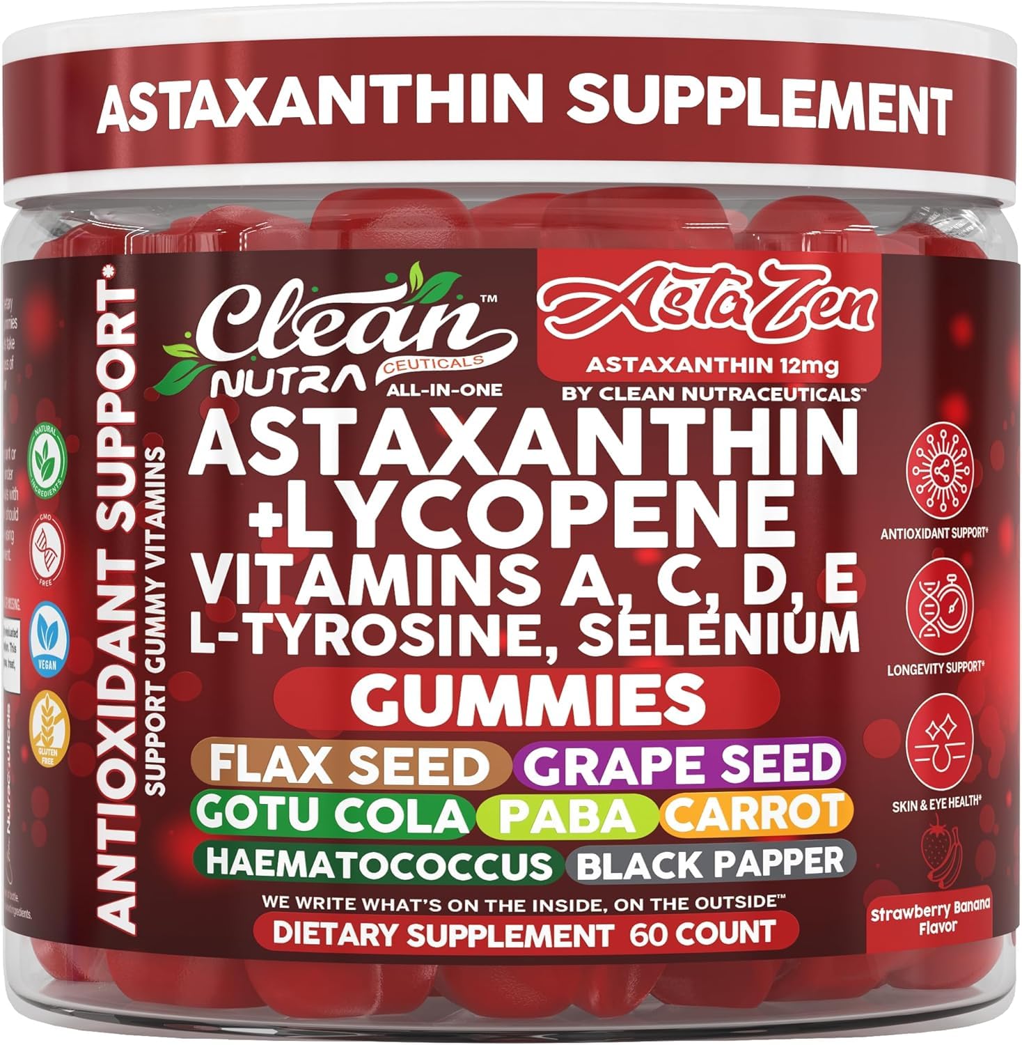 Clean Nutraceuticals licopeno y cápsulas de vitaminas, combinación antioxidante