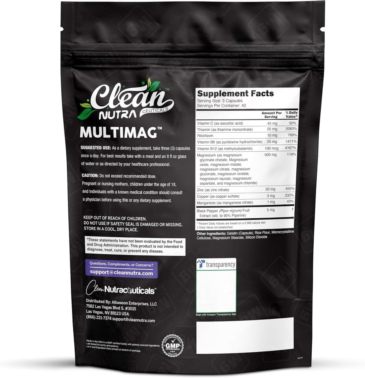 Clean Nutraceuticals manos sosteniendo cápsulas para mostrar escala y dosificación