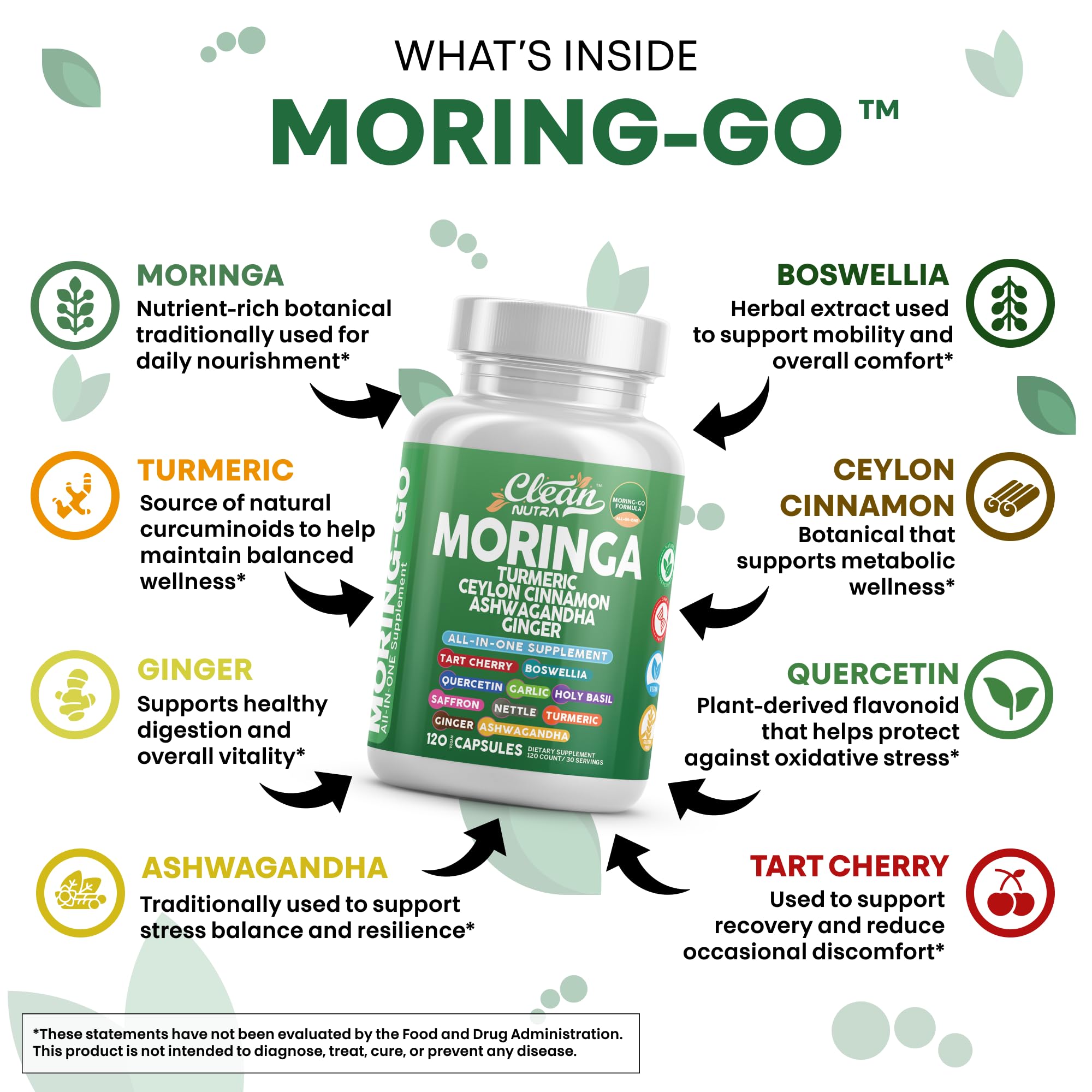 Clean Nutraceuticals textura de polvo mezcla de moringa y cúrcuma nutritiva