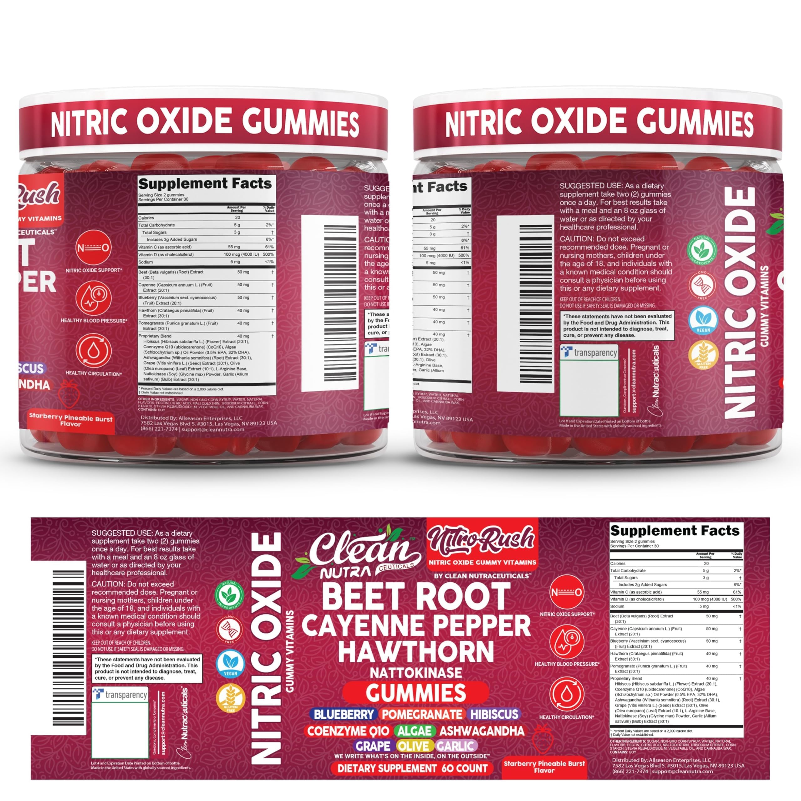 Clean Nutraceuticals empaque lateral con lista de ingredientes visible