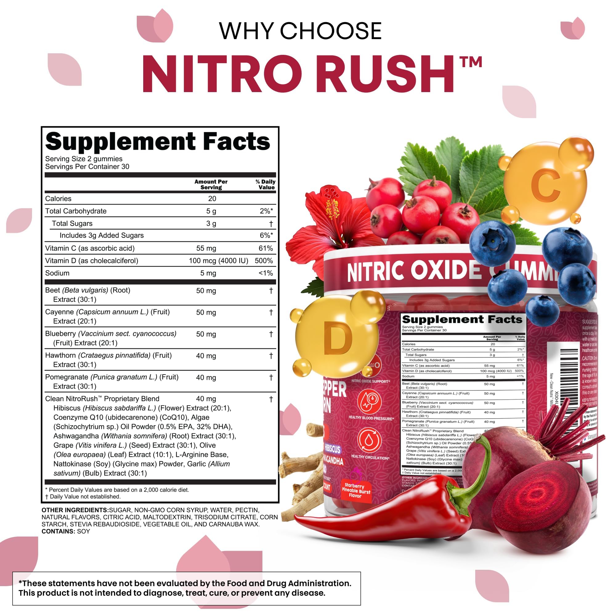Clean Nutraceuticals gomita Nitro Rush en la mano para fácil consumo