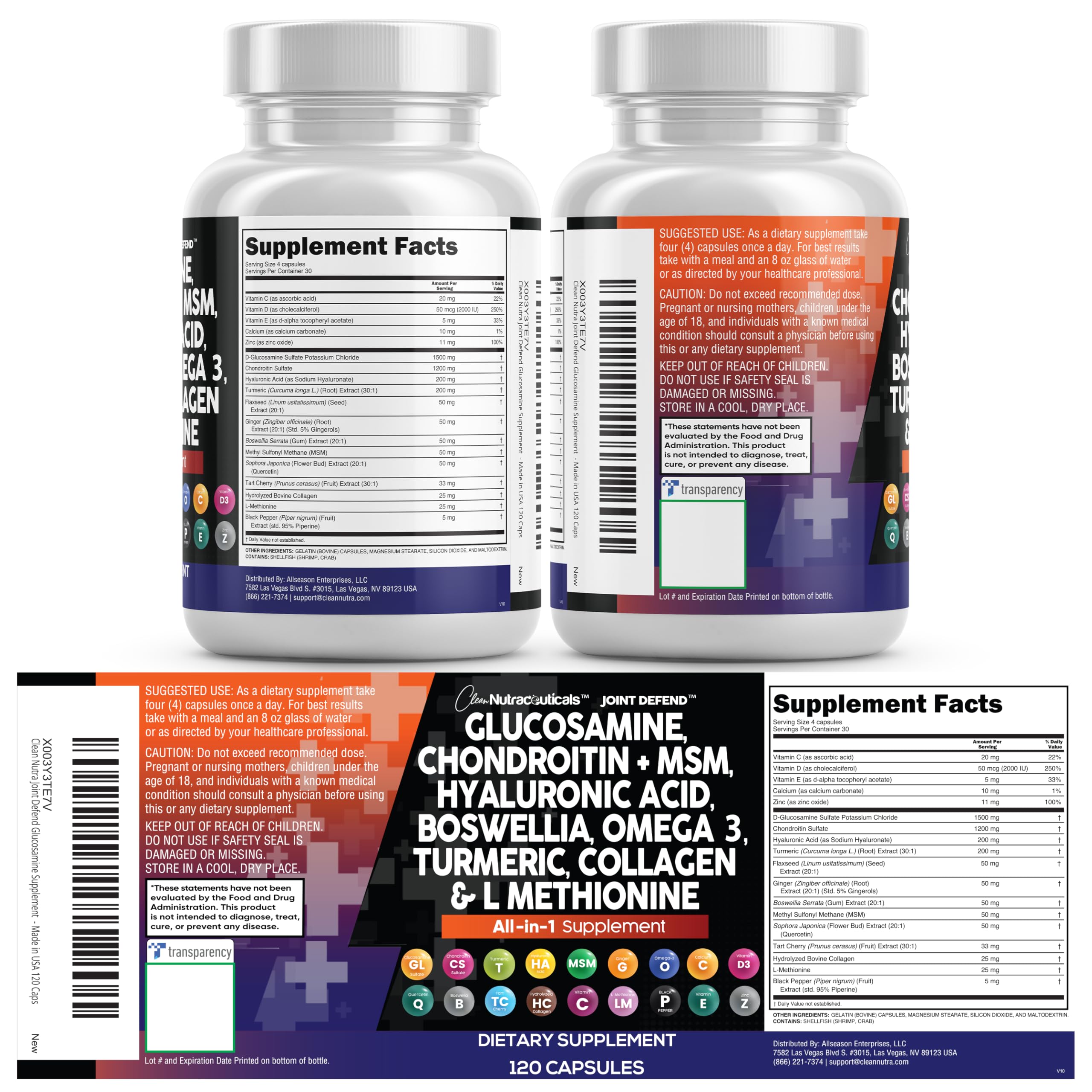 Clean Nutraceuticals omega-3 y cúrcuma juntos resaltando propiedades