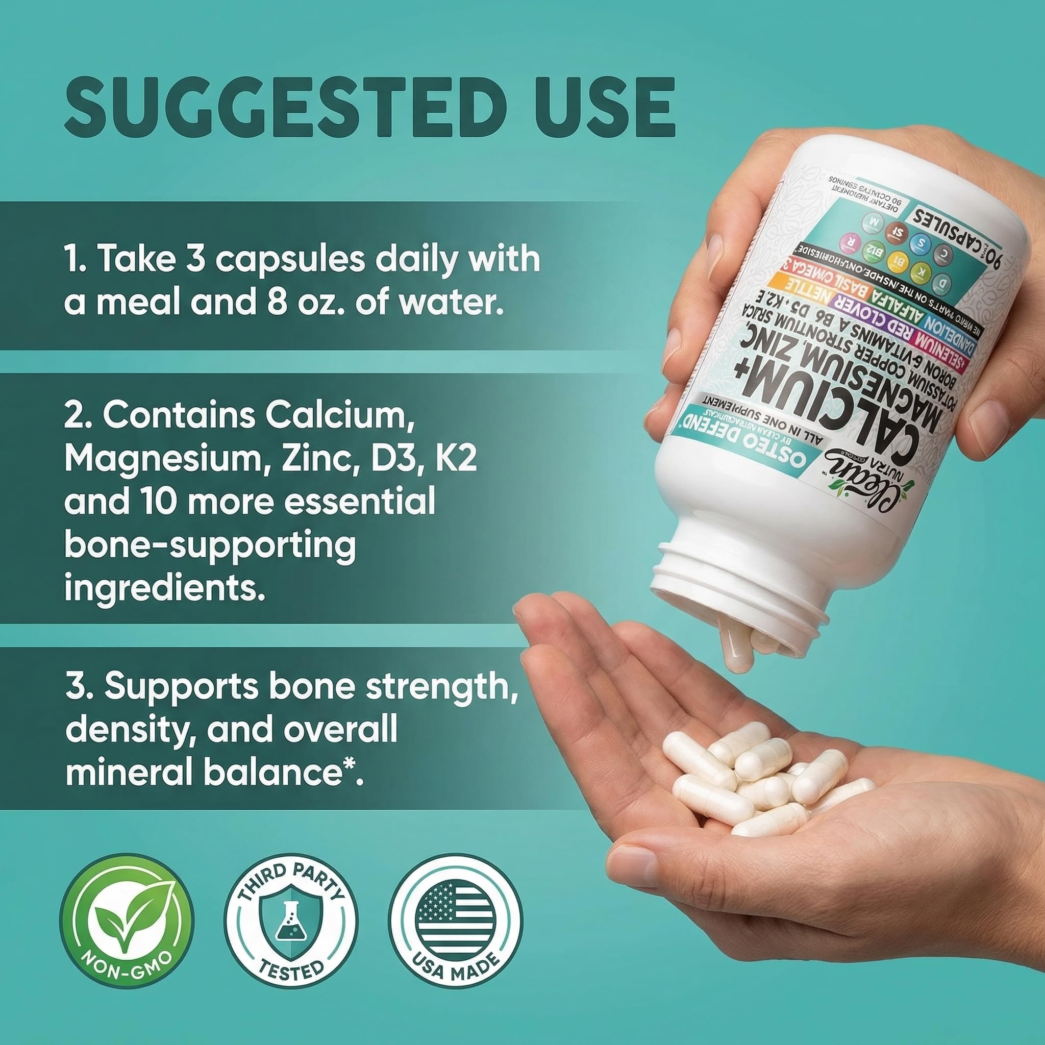 Clean Nutraceuticals comparación de tamaño en mano para escala real