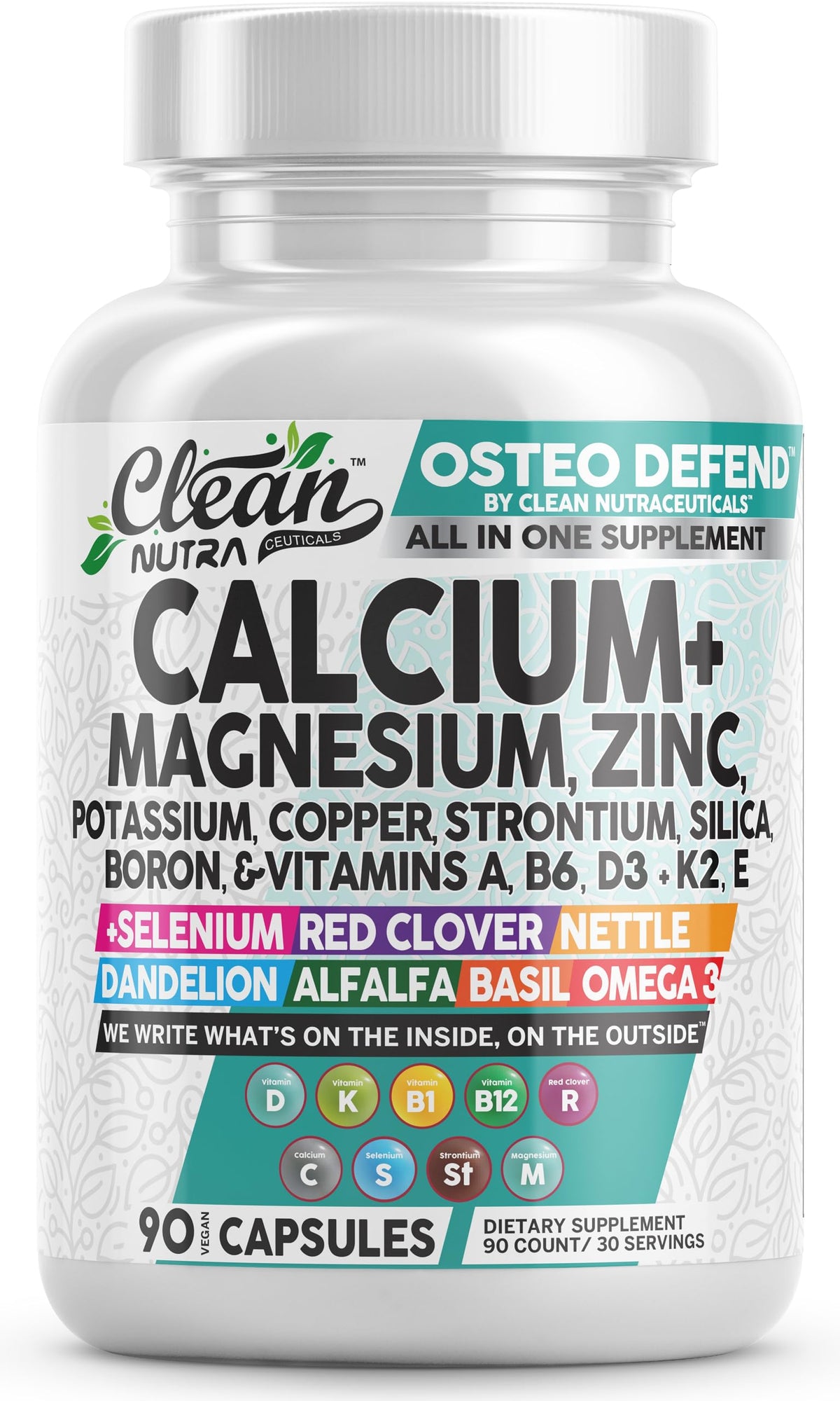 Clean Nutraceuticals frasco frontal mostrando nombre y diseño claro
