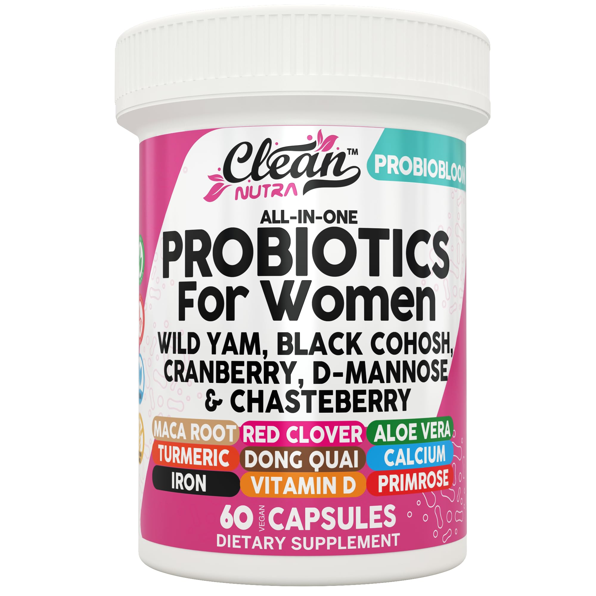 Clean Nutraceuticals frasco frontal mostrando etiqueta y beneficios