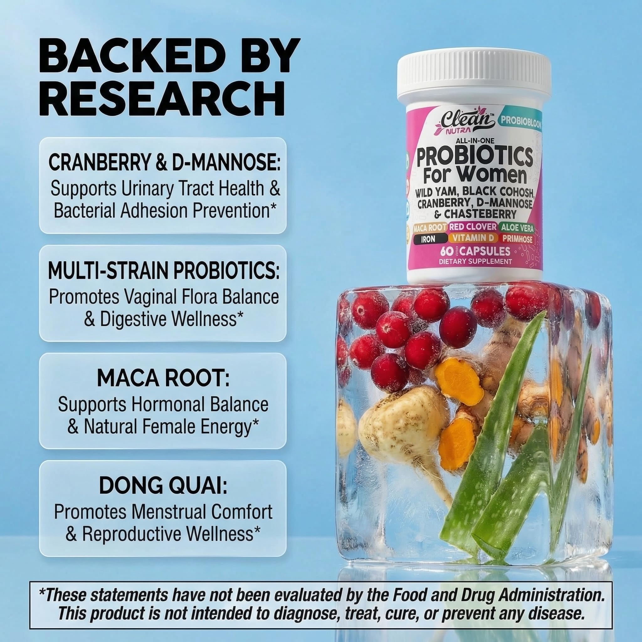 Clean Nutraceuticals lista de ingredientes naturales y cepas probióticas