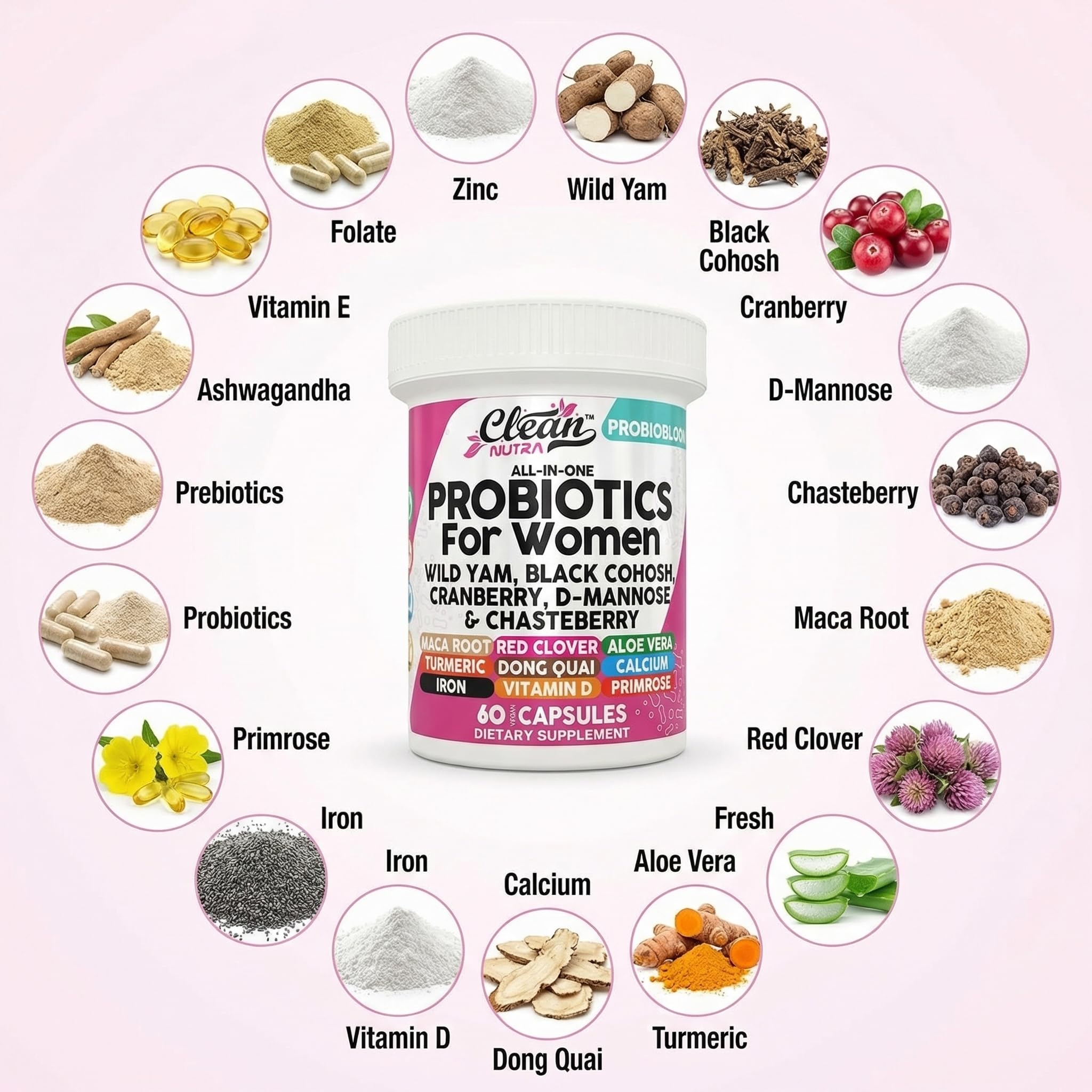 Clean Nutraceuticals polvo de D‑Mannose y extracto de arándano en primer plano