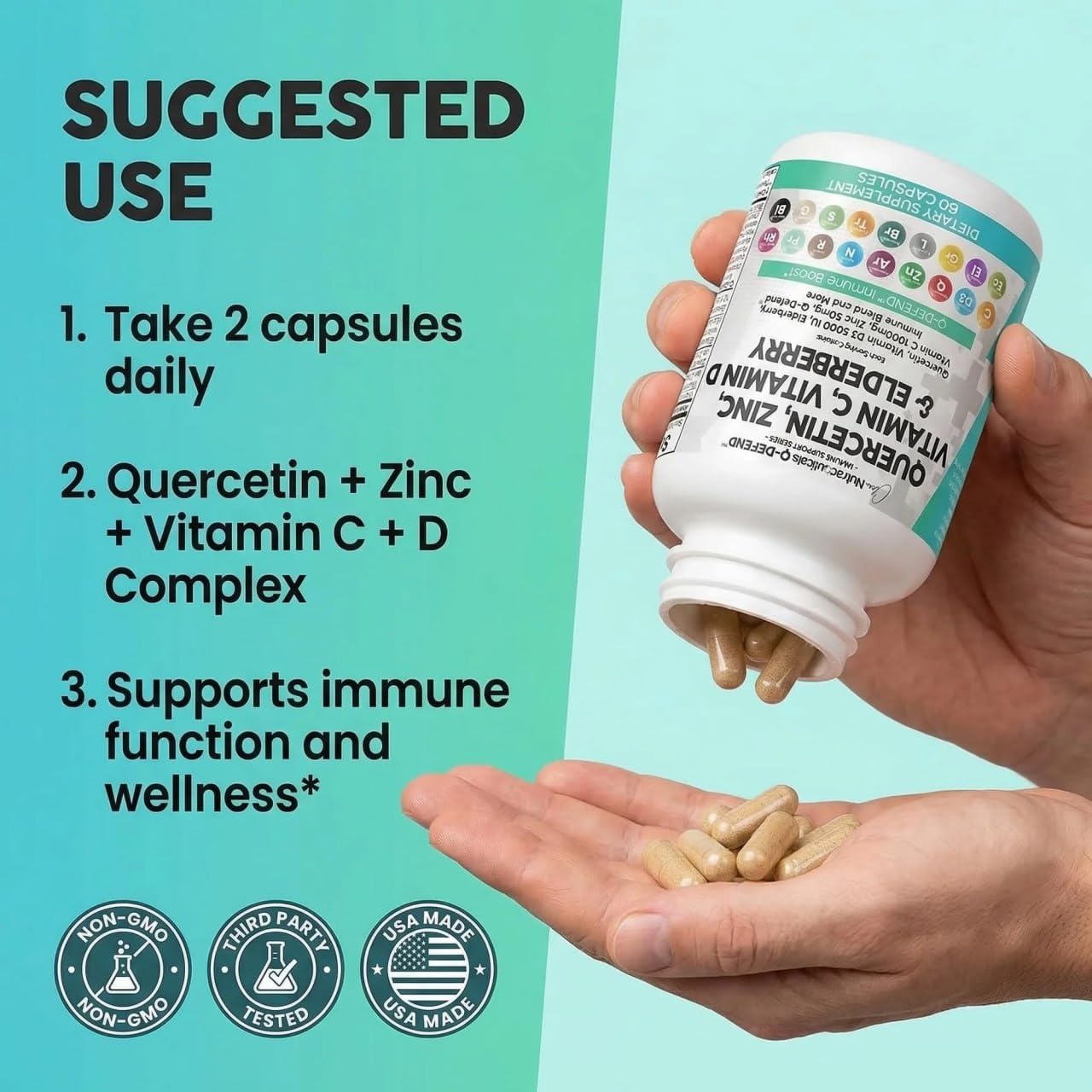 Clean Nutraceuticals cápsulas en palma para referencia de tamaño