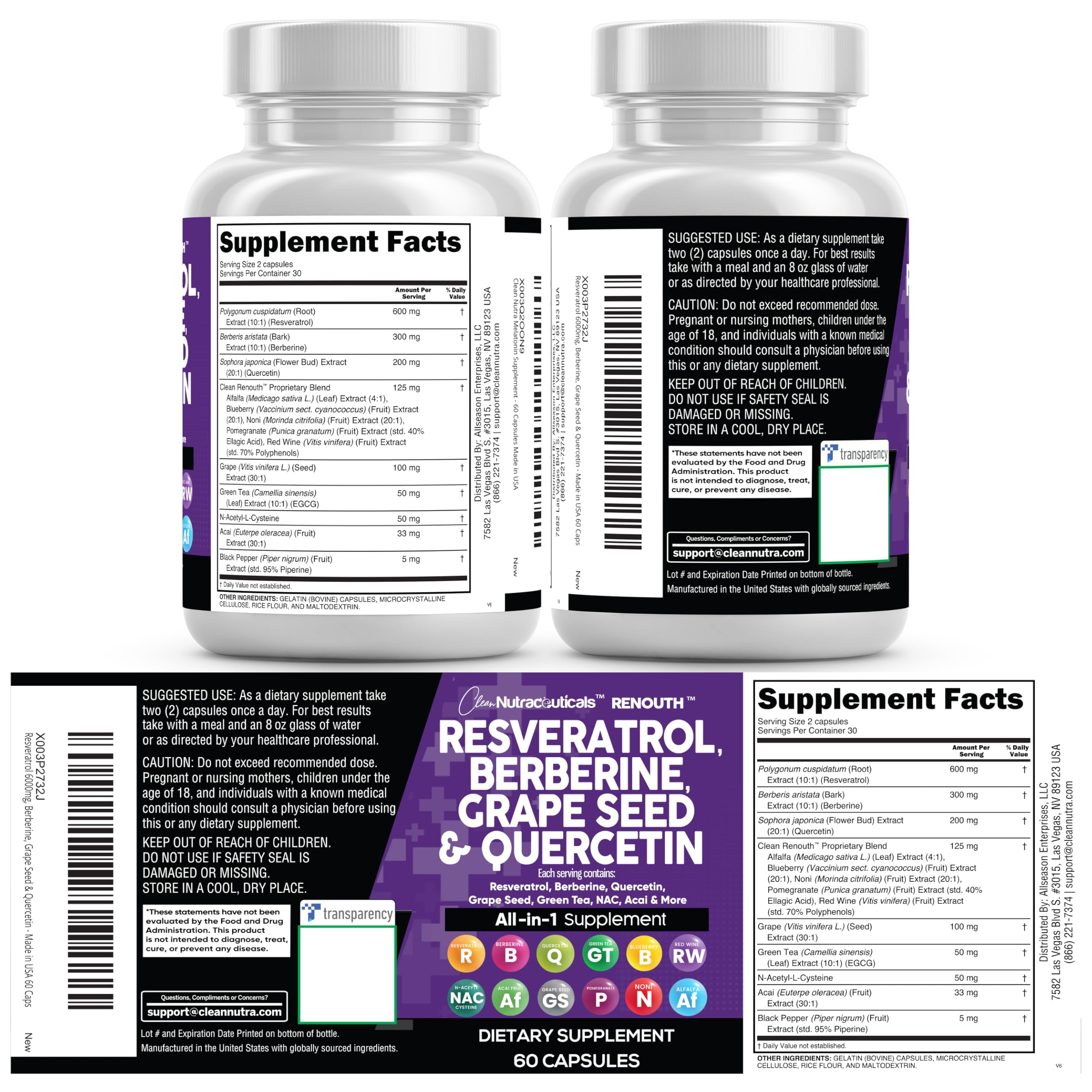 Clean Nutraceuticals caja y frasco presentados como conjunto de venta