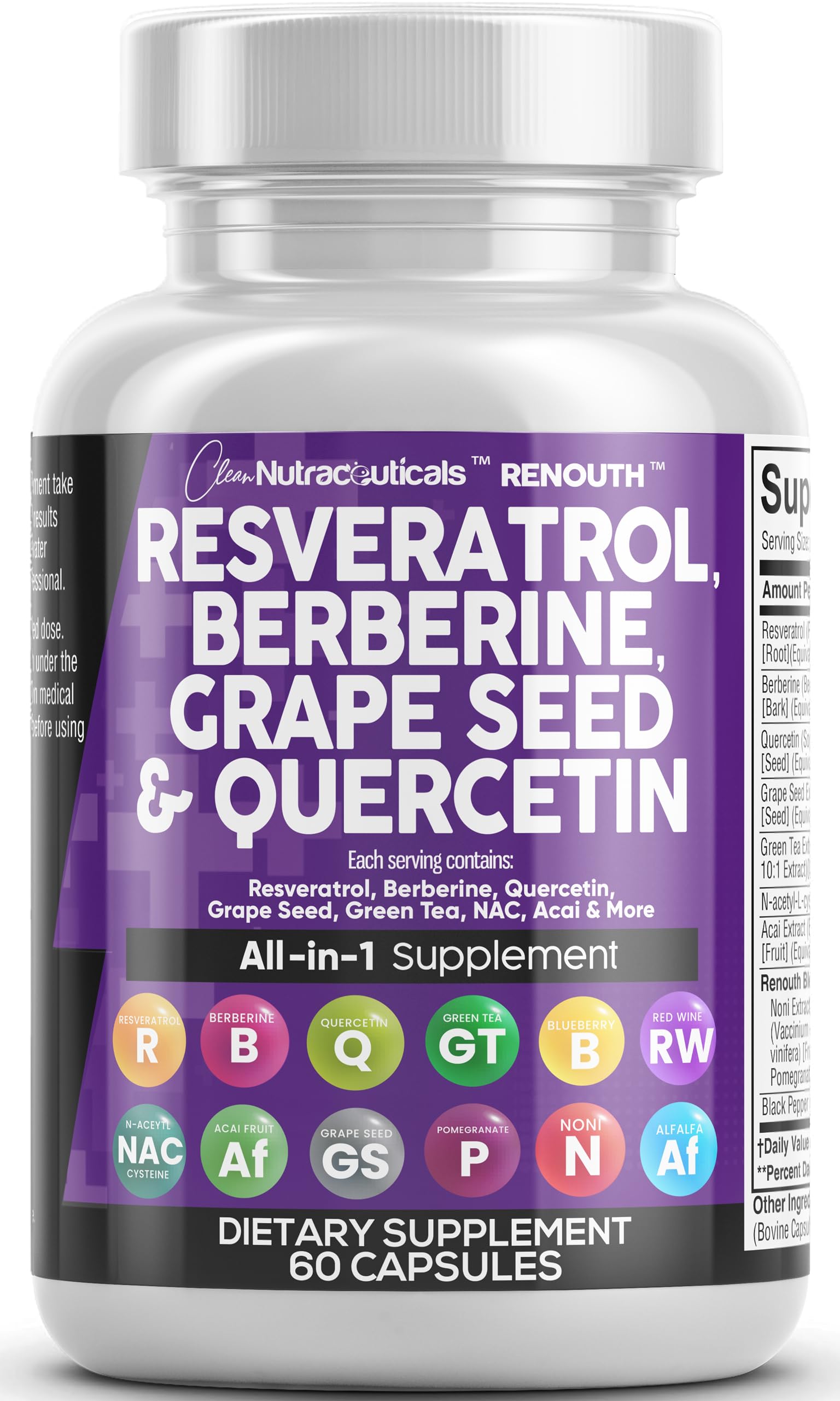 Clean Nutraceuticals frasco frontal mostrando etiqueta y beneficios visibles