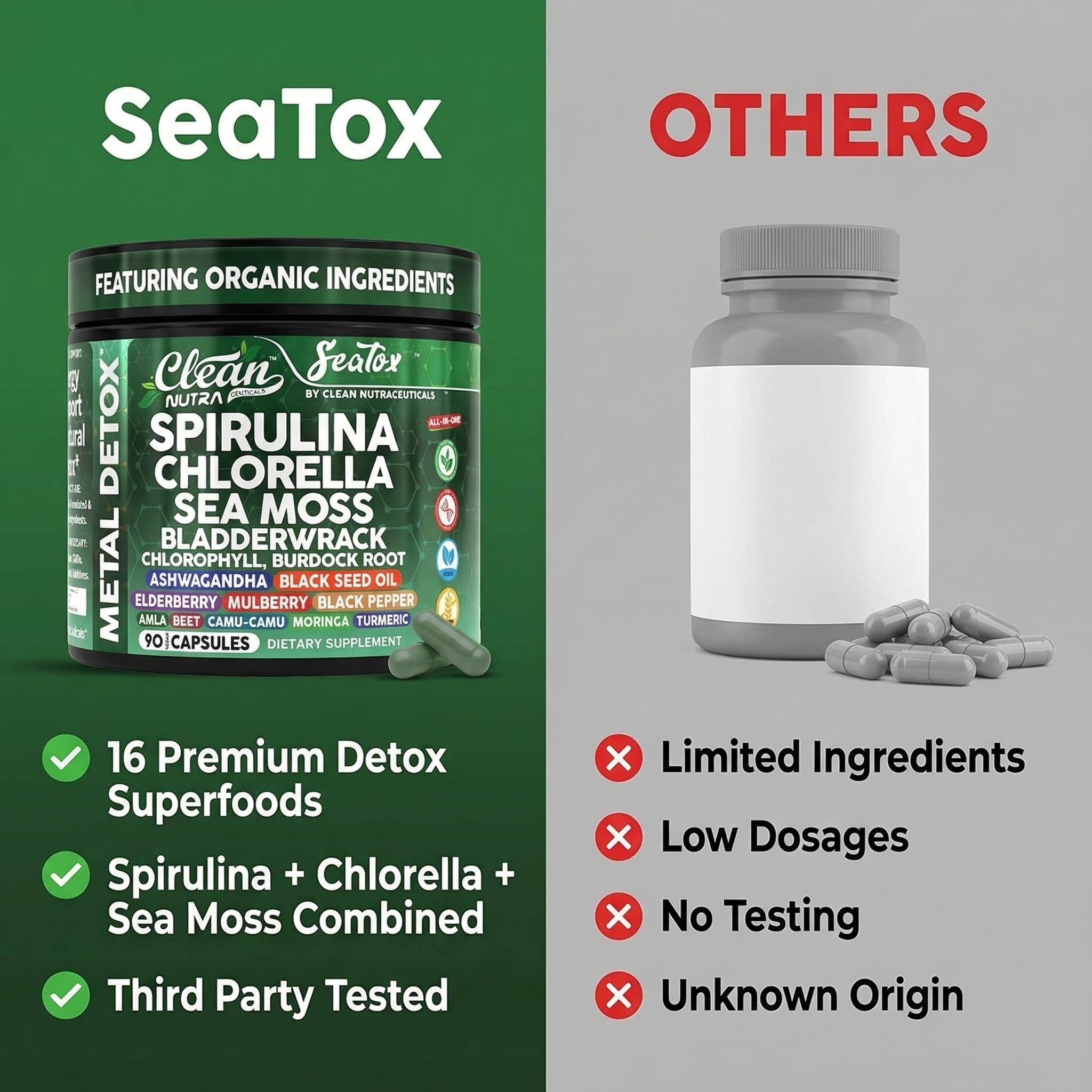 Clean Nutraceuticals seamoss y bladderwrack secos, fuente de minerales marinos