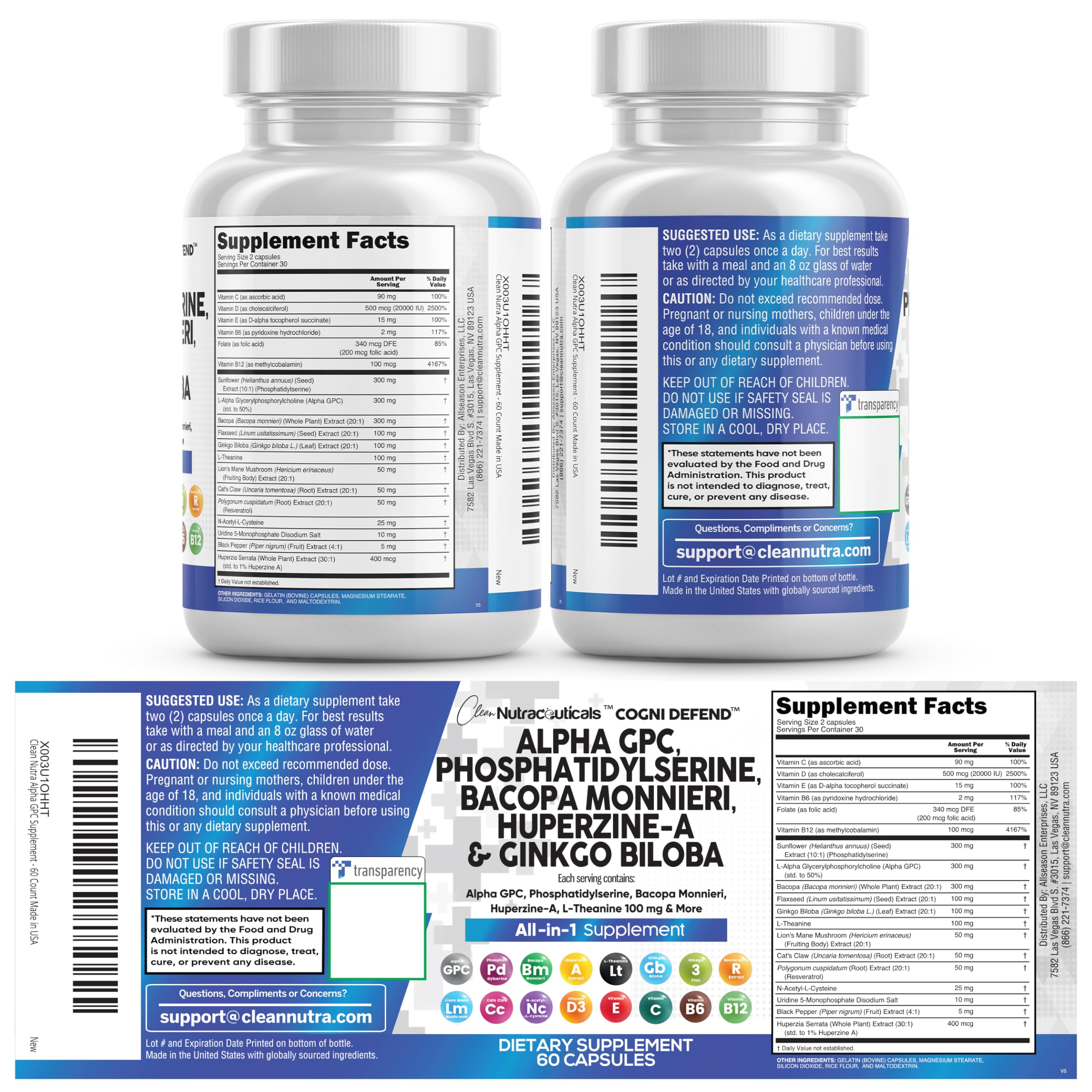 Clean Nutraceuticals sello de fabricación USA indicando control de calidad