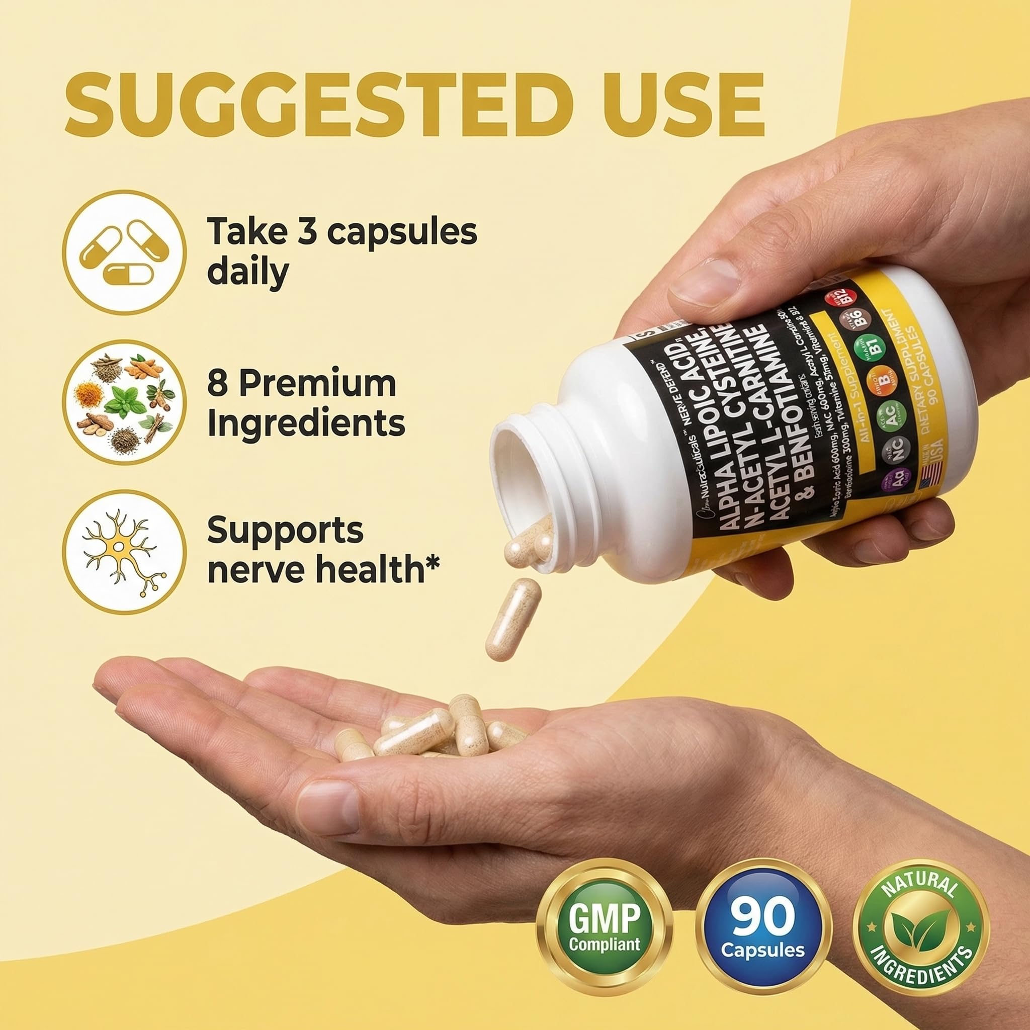 Clean Nutraceuticals frasco junto a objetos para comparar tamaño real