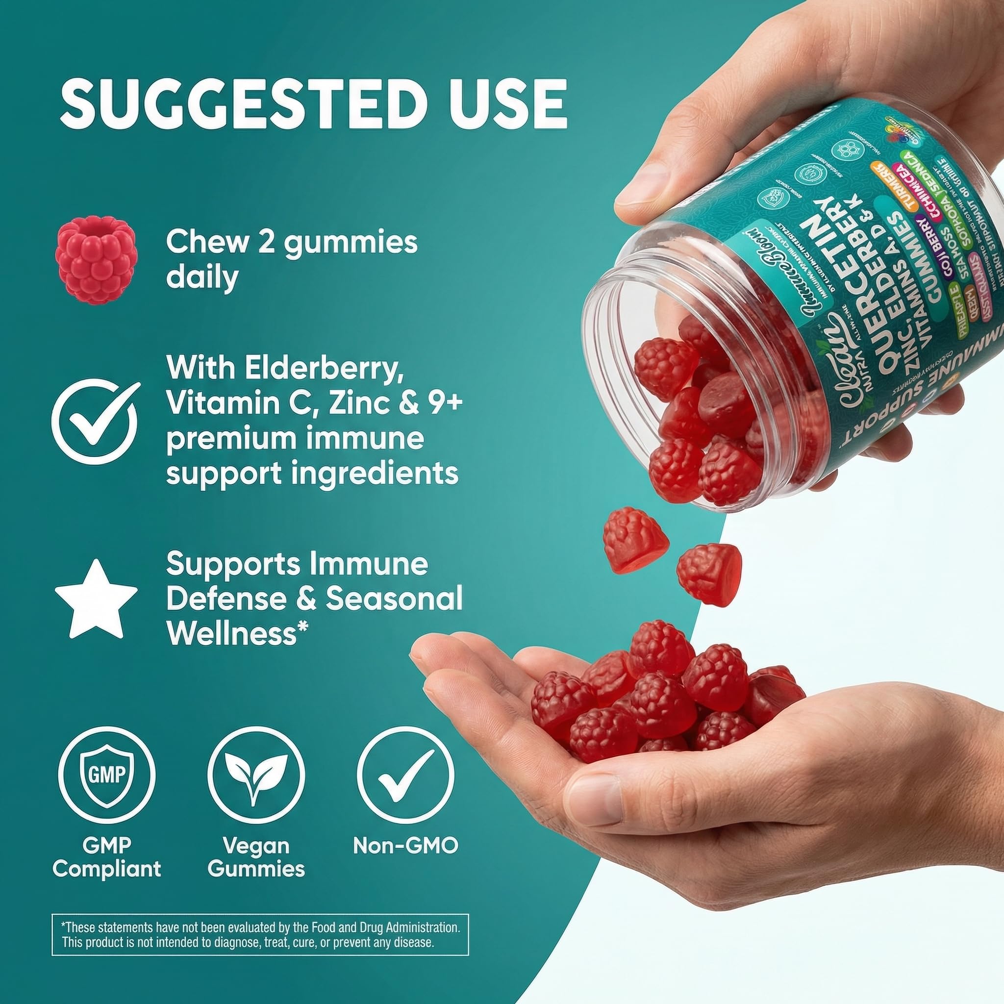 Clean Nutraceuticals tamaño de las gomitas junto a una moneda para referencia