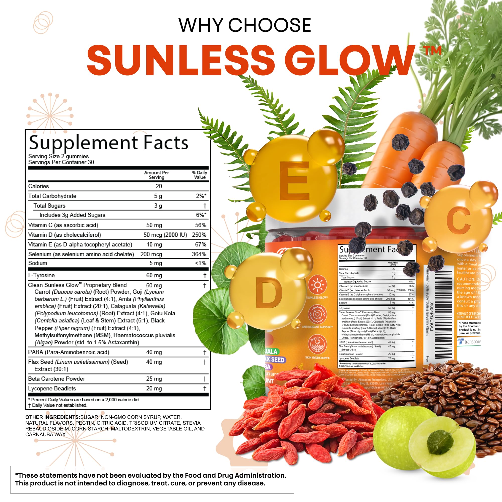 Clean Nutraceuticals comparación de tamaño de la gominola y escala