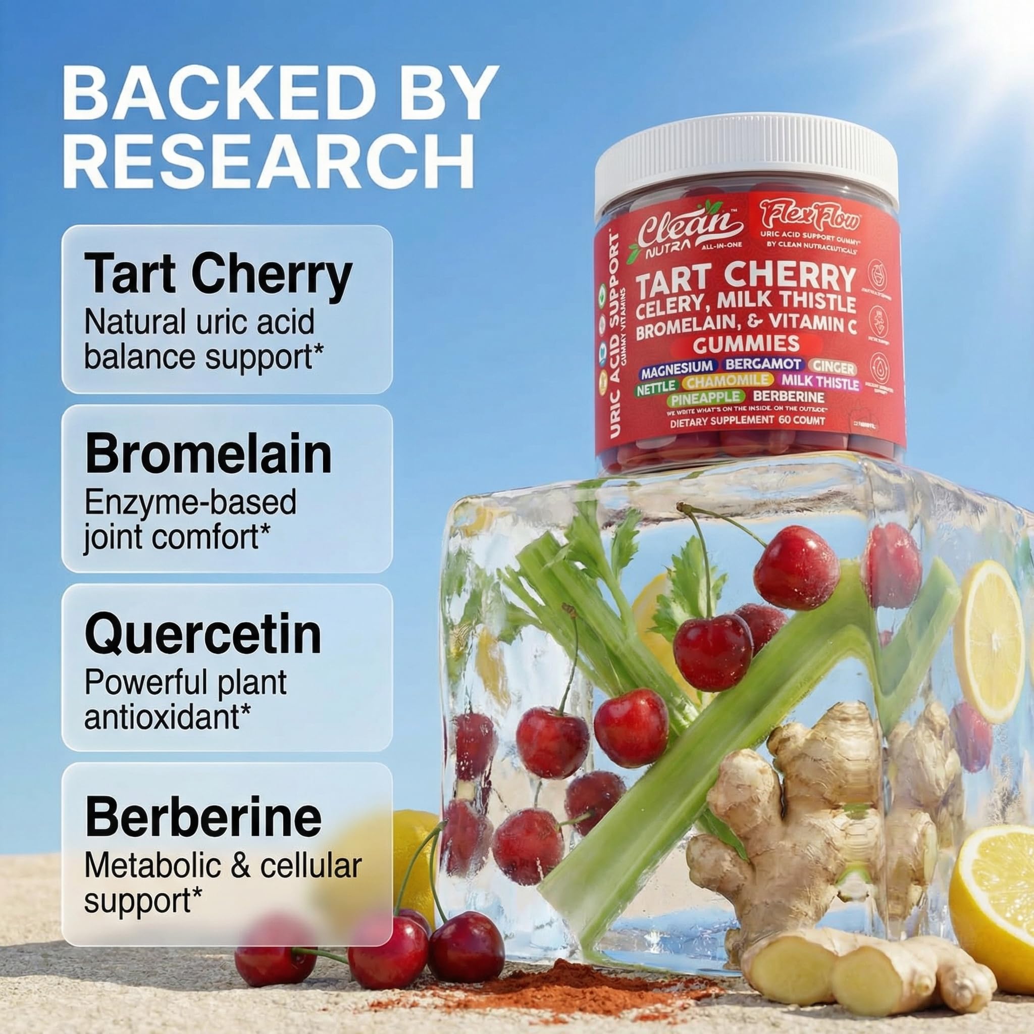 Clean Nutraceuticals textura de gomita en primer plano enfatizando suavidad