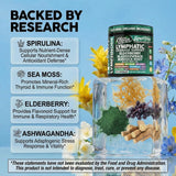 Clean Nutraceuticals textura de polvo de spirulina vista de cerca, nutritiva