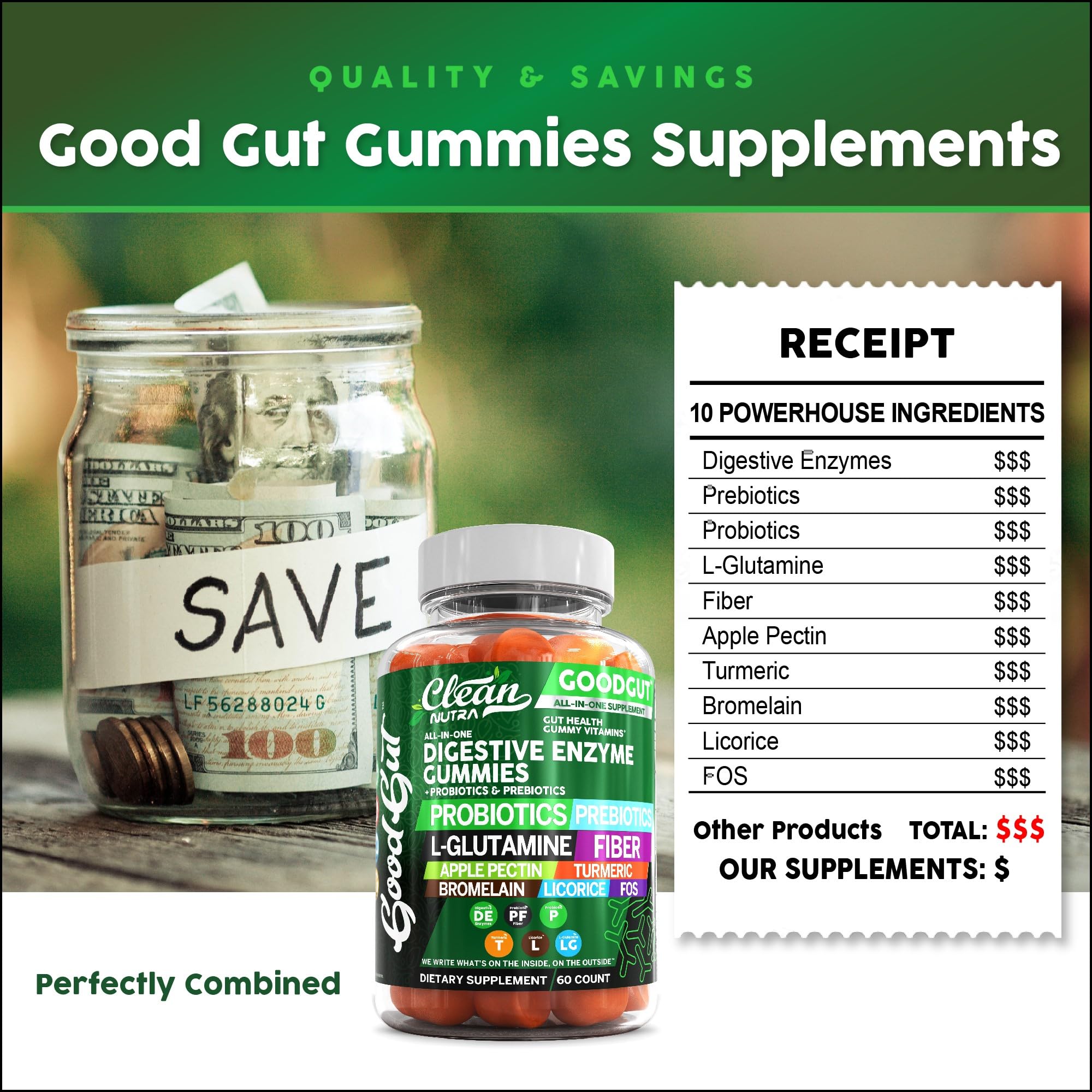Gomita Clean Nutraceuticals junto a un plato para sugerir toma durante las comidas