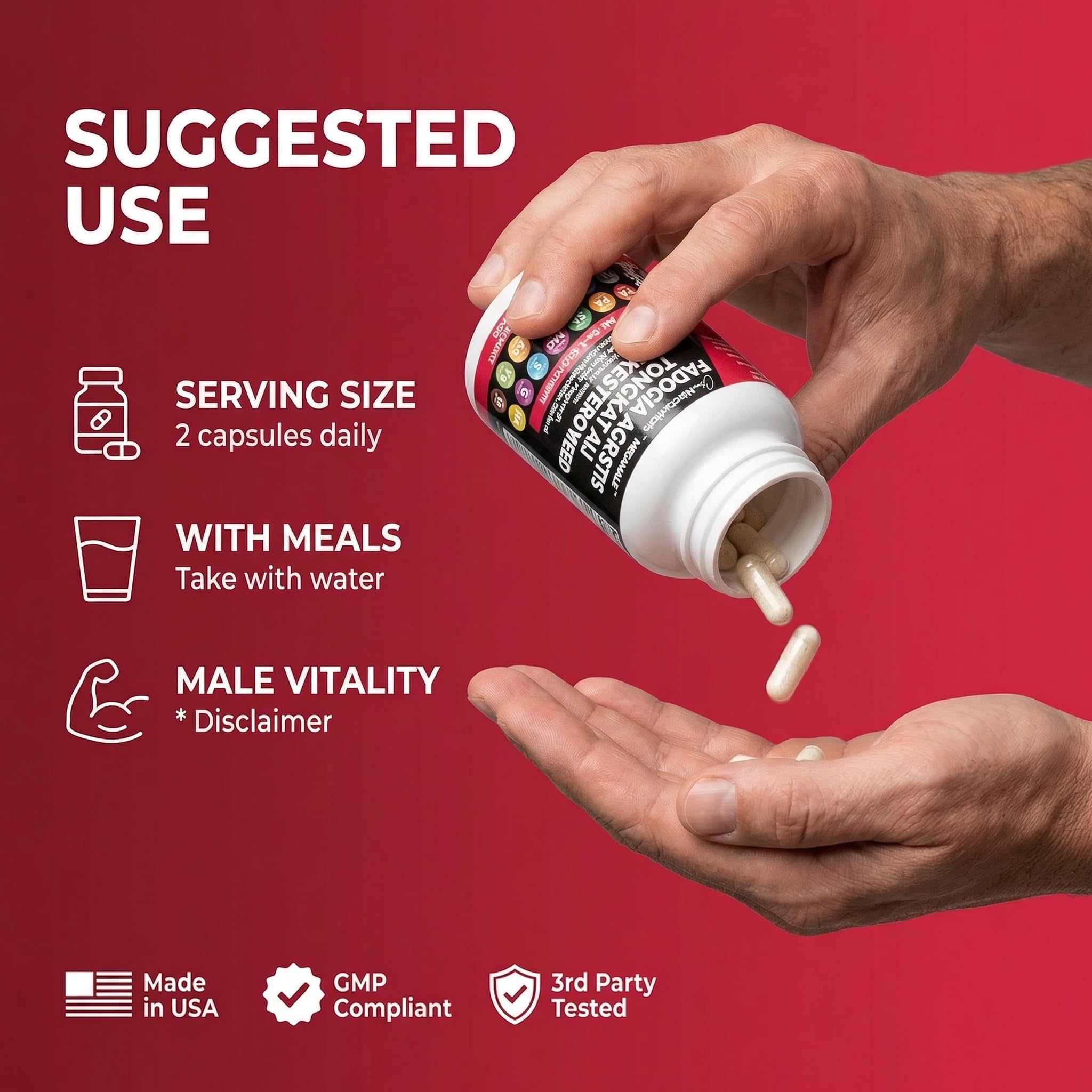 Clean Nutraceuticals mano sosteniendo cápsulas para toma diaria conveniente