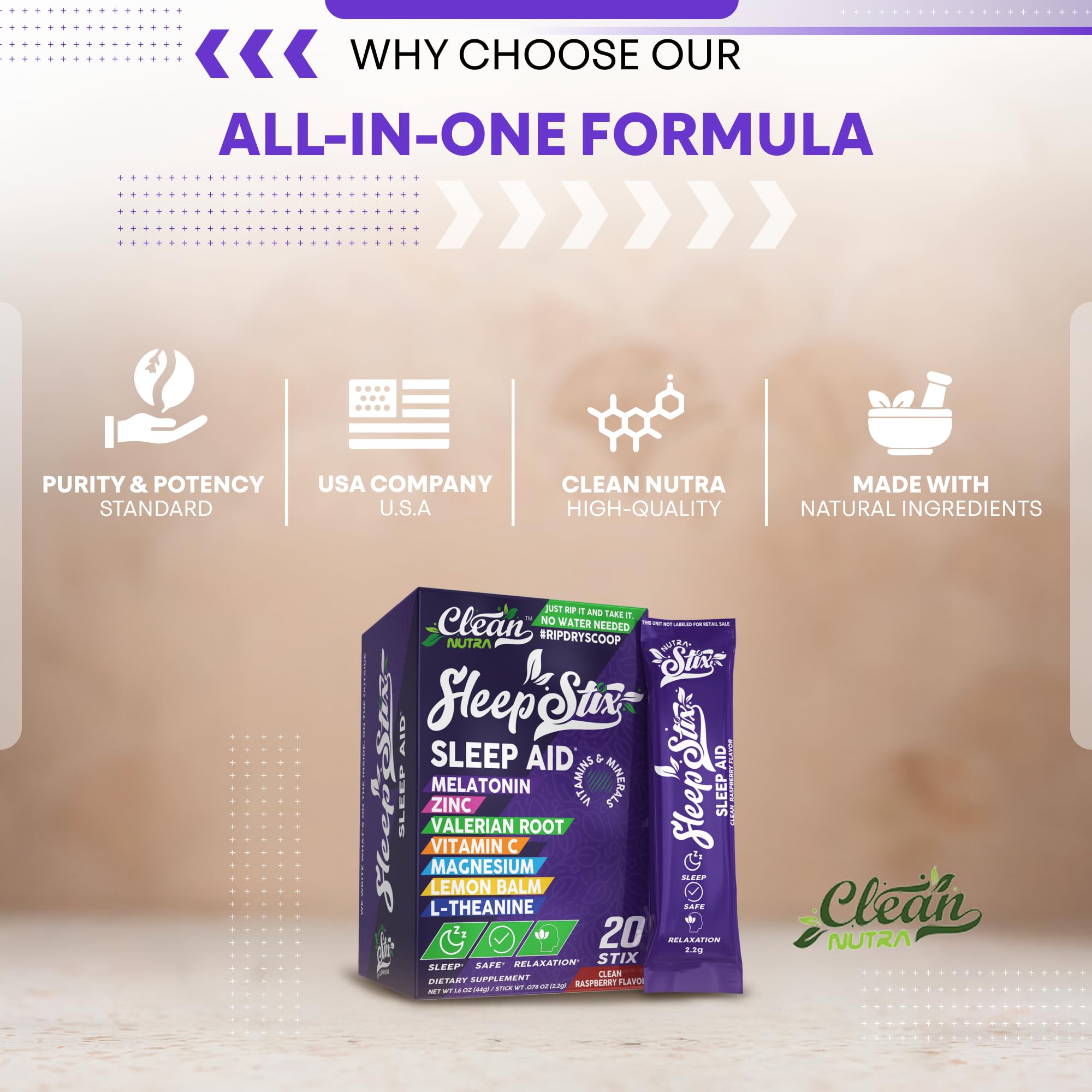 Clean Nutraceuticals persona bebiendo de noche, promoviendo calma