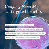 Clean Program etiqueta con lista de ingredientes, informa sobre las cinco formas de magnesio