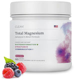 Clean Program envase frontal del Total Magnesium Complex con sabor berry, presentación clara