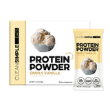 Clean Simple Eats frente del empaque mostrando sobres y marca, conveniencia portable