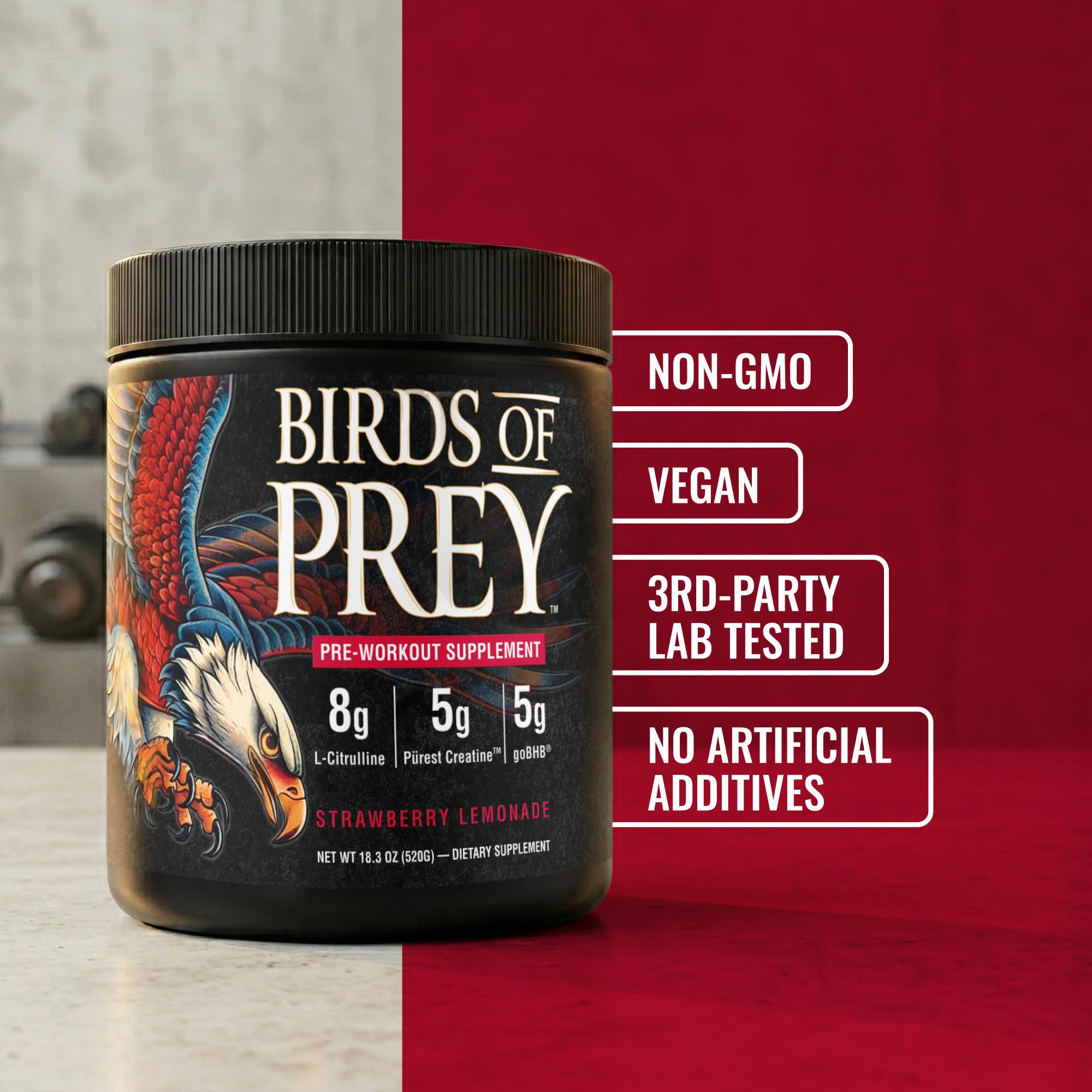 CleanForm Birds of Prey en vaso con agua listo para consumo pre-entreno