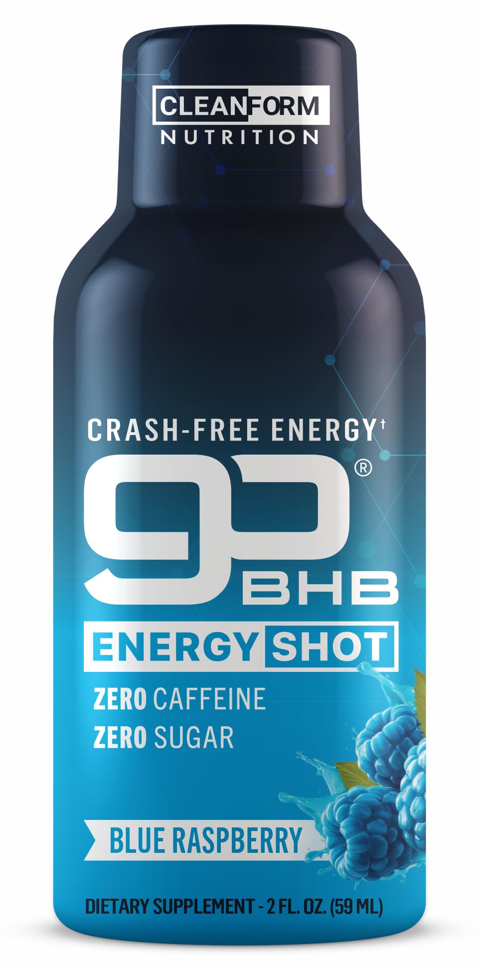 CleanForm Nutrition frente del pack goBHB Blue Raspberry mostrando diseño y tamaño