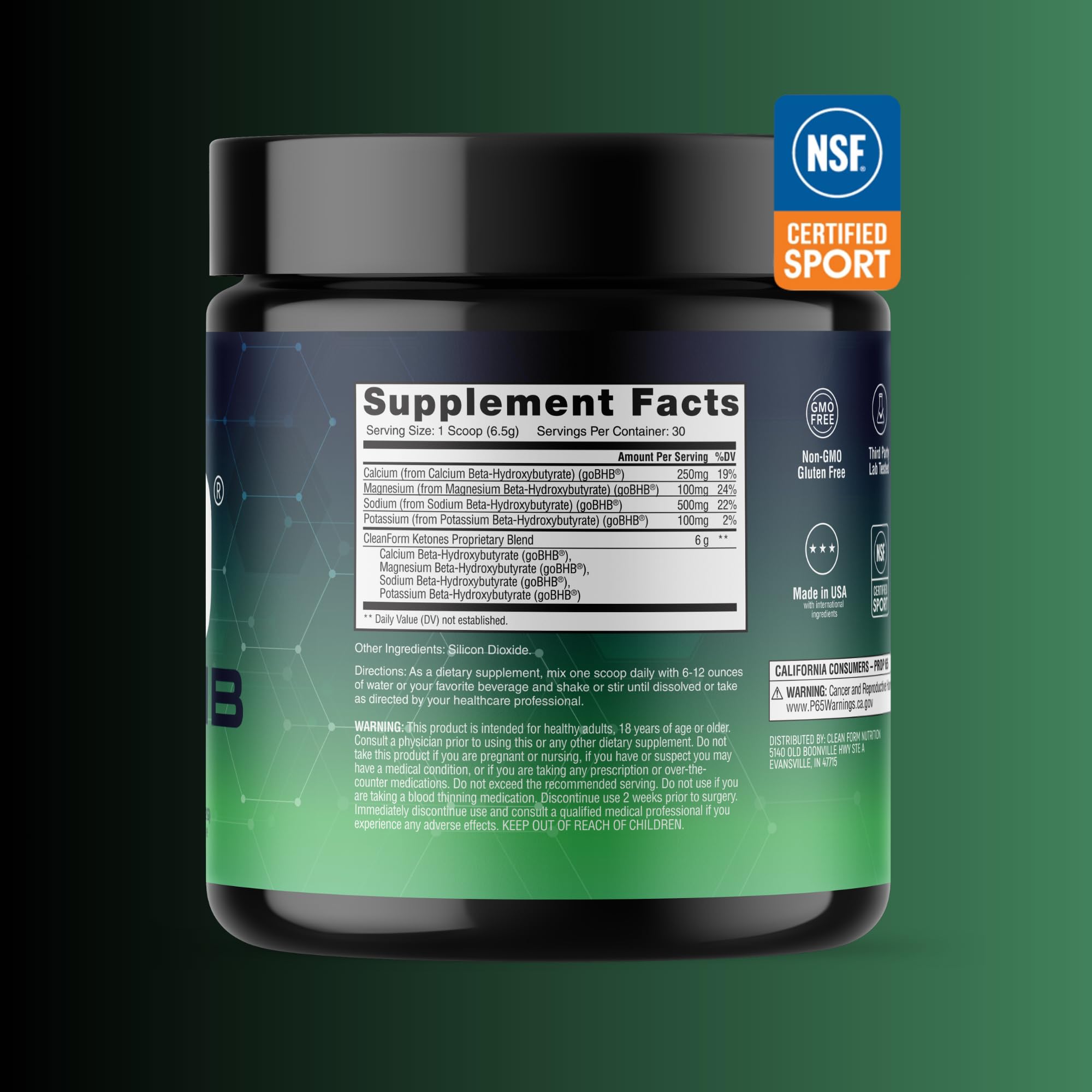 CleanForm Nutrition comparación de porción y tamaño de la toma diaria