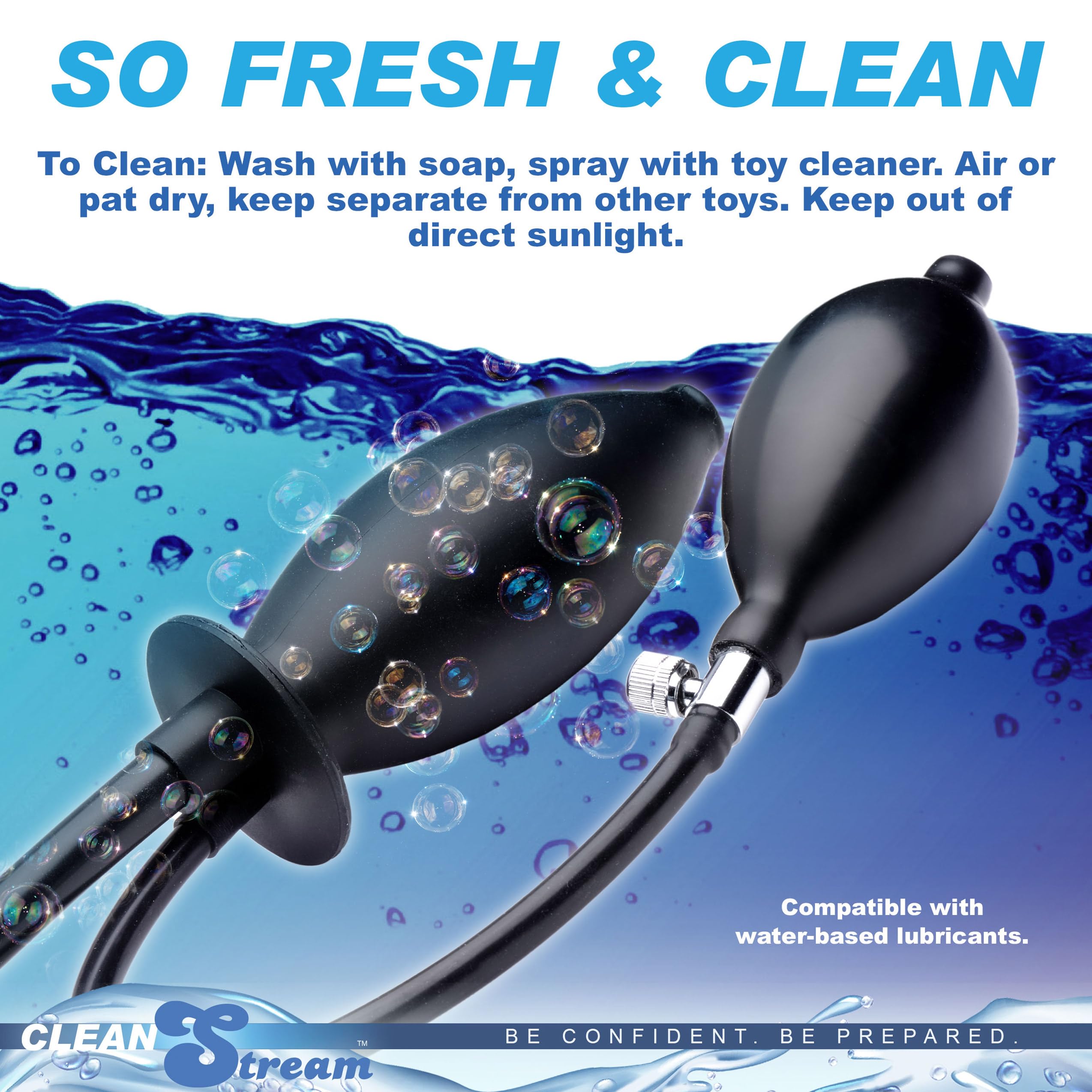 Cleanstream comparación de tamaño junto a una regla para escala clara