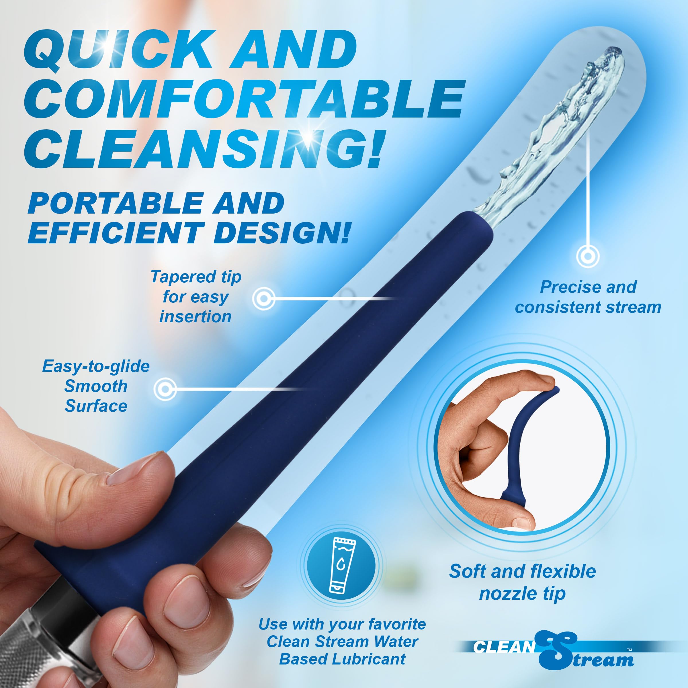 Cleanstream textura de silicona en detalle que destaca material hipoalergénico y duradero