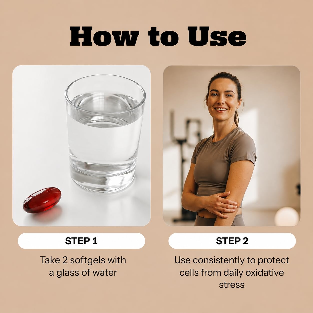 Cleantra softgel junto a vaso de agua representando uso diario sencillo